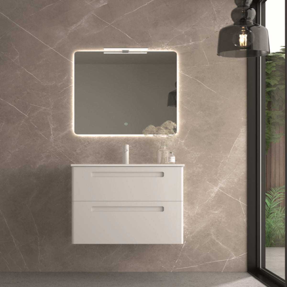 Mueble de baño 60 cm Paris 2 cajones suspendidos color blanco Avila Dos Errefe Home