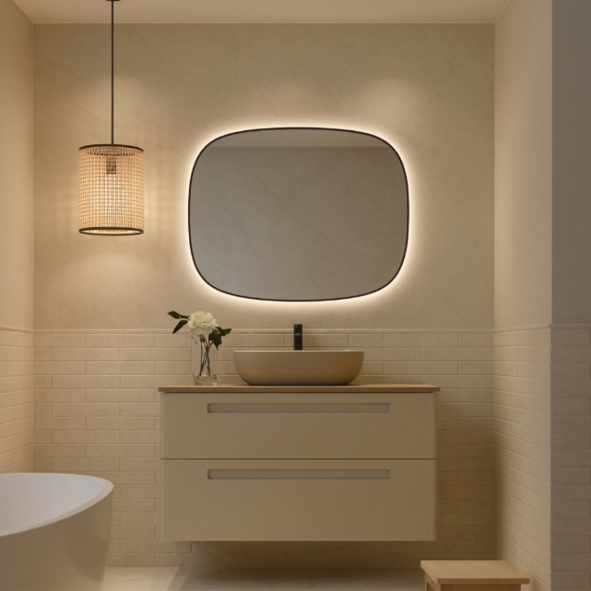 Mueble de baño 100 cm Paris 2 cajones color cafe con lavabo sobre encimera Kolores Avila Dos Errefe Home