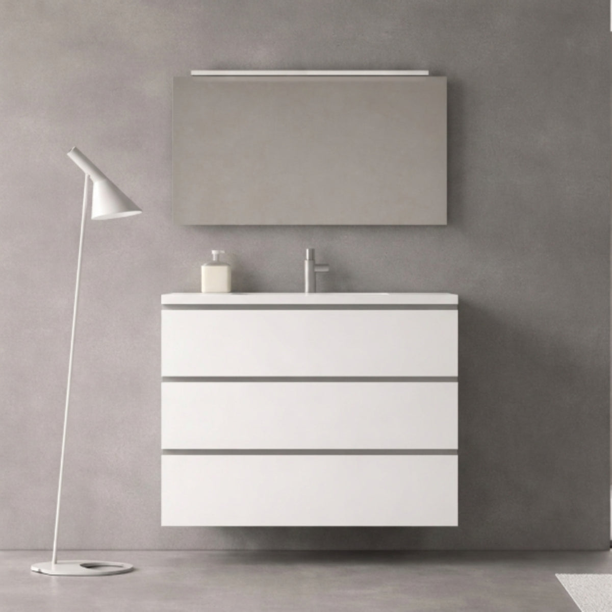 Mueble de baño 120 cm Carmen color blanco, lavabo integral 3 cajones Avila Dos - Errefe Home