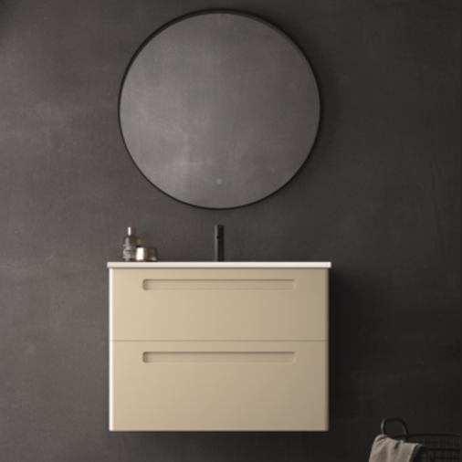 Mueble de baño Paris 2 cajones suspendidos color beige con lavabo integrado de porcelana Avila Dos Errefe Home