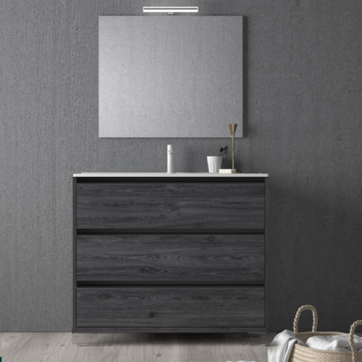 Mueble de baño Carmen 3 cajones suspendidos con lavabo integrado 1 seno color madera Avila Dos Errefe Home