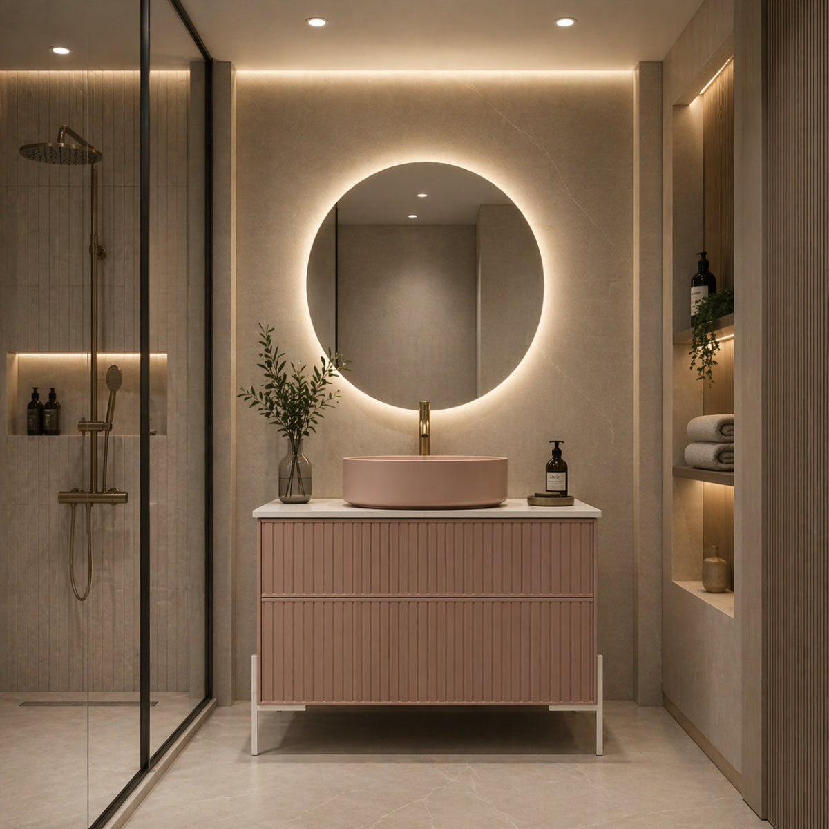 Mueble de Baño 100 cm BLANCA - Lavabo KOLORES y Patas LUNGO