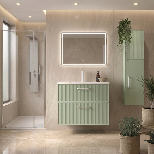 Mueble de baño 80 cm con lavabo integrado 1 seno 2 cajones suspendidos colección Blanca Avila Dos Errefe Home