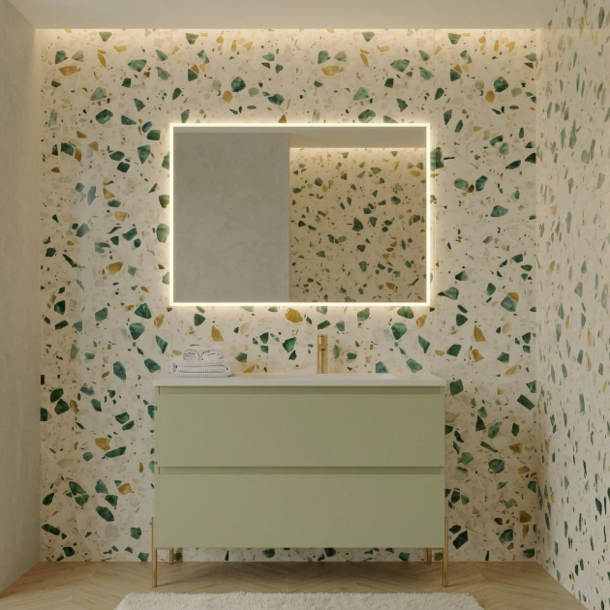 Mueble Baño Lavabo Desplazado 80 cm CARMEN Patas Lungo