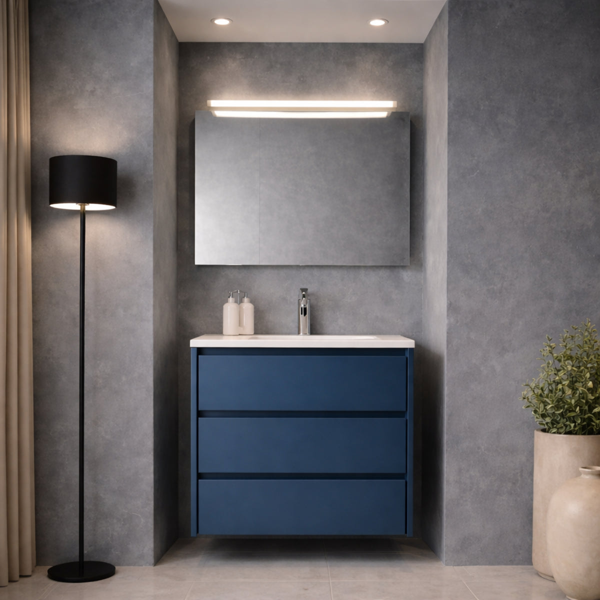 Mueble de baño Carmen azul lavabo integrado 3 cajones Avila Dos - Errefe Home