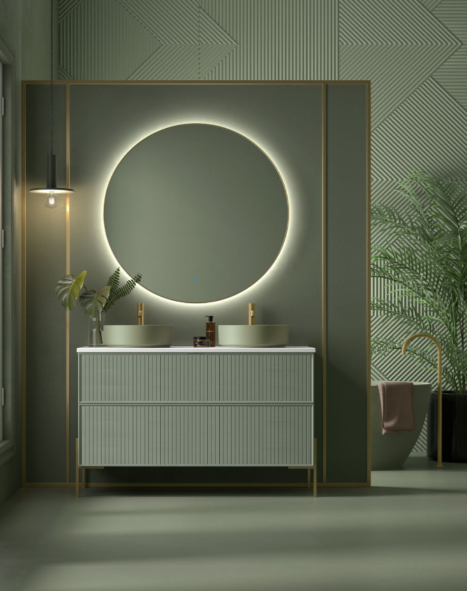 Mueble de baño colección Blanca Avila Dos acabado moderno 2 cajones con patas Lungo lavabo integrado 1 seno Errefe Home