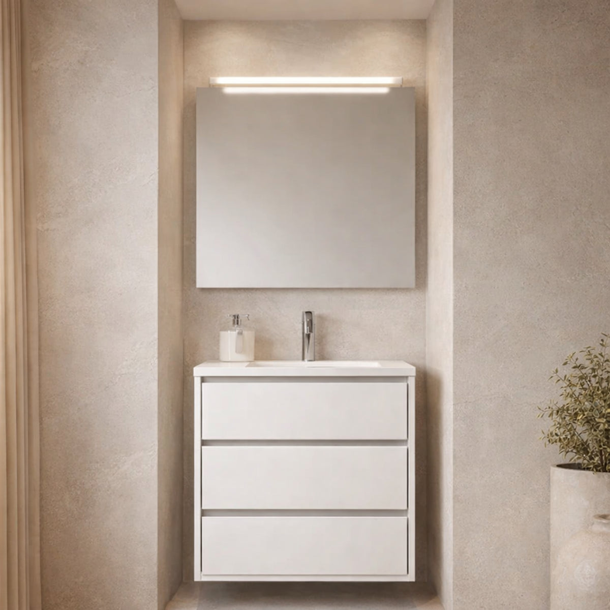 Mueble de baño Carmen blanco lavabo integrado 3 cajones Avila Dos Errefe Home