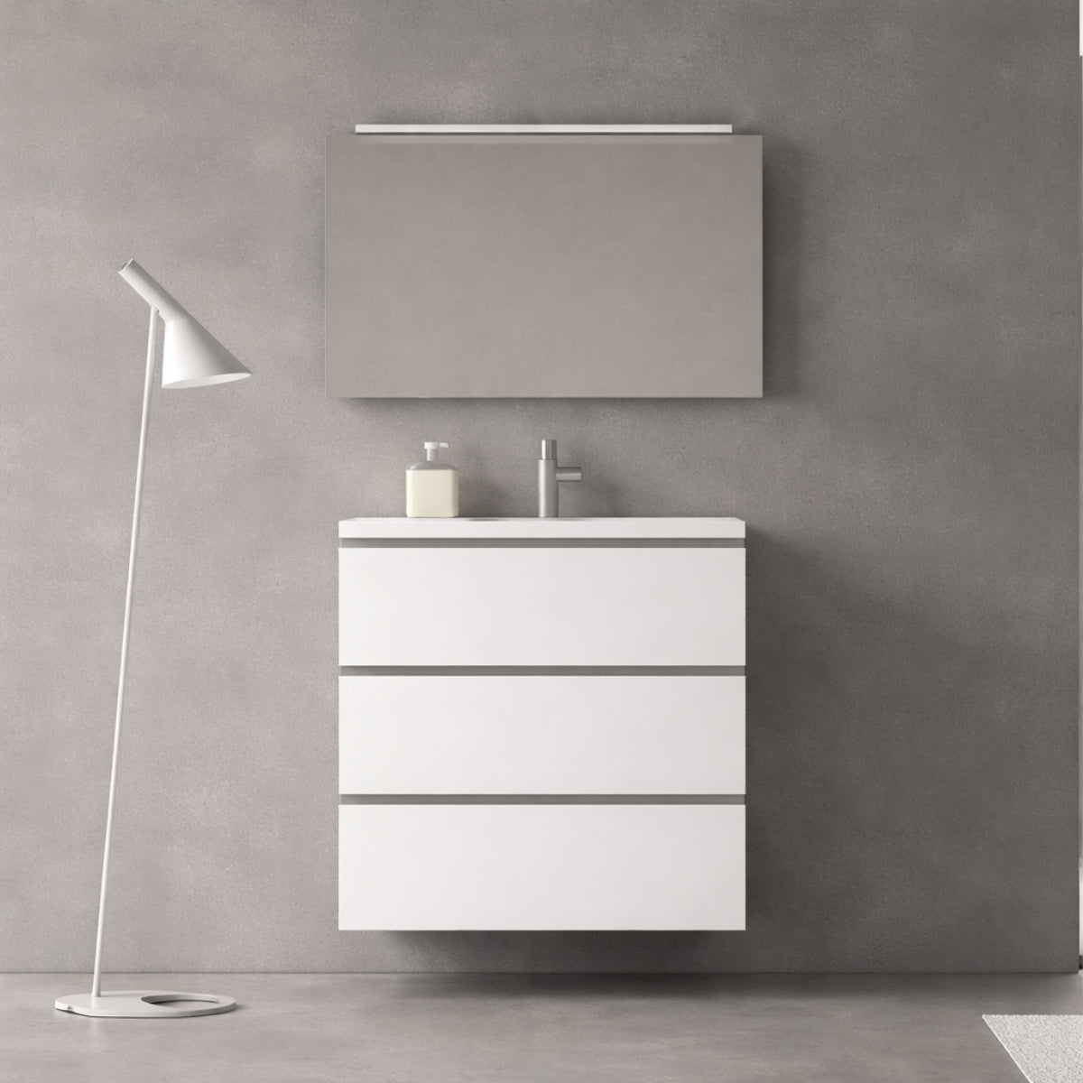 Mueble baño Carmen 60 cm blanco 3 lavabo integral 3 cajones Avila Dos Errefe Home