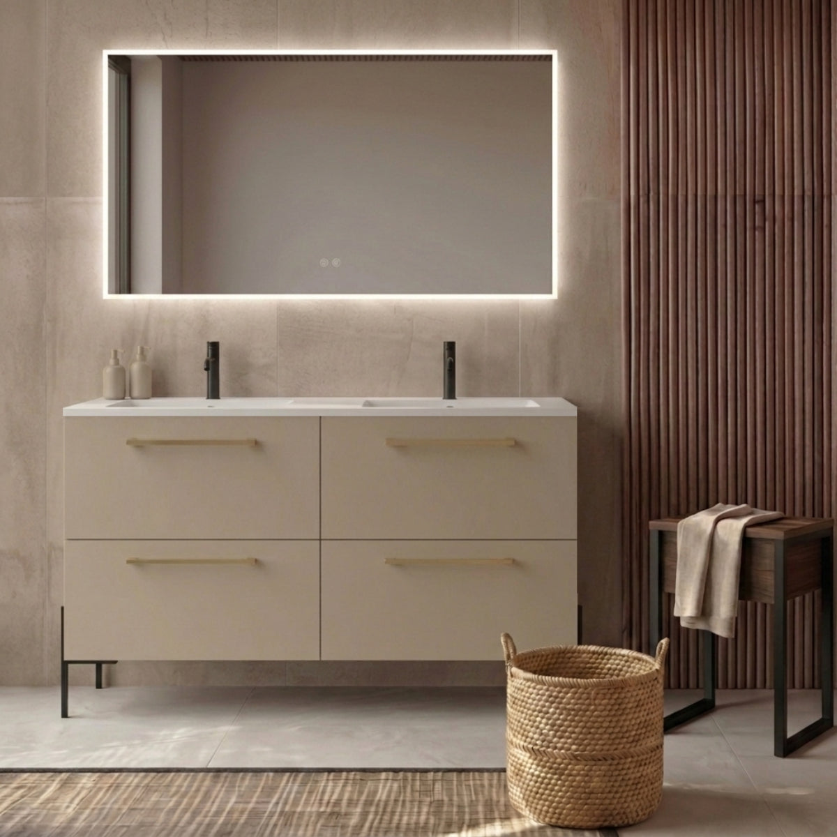 Mueble de Baño 140 cm Carmen 4 cajones doble lavabo integrado - Patas Lungo