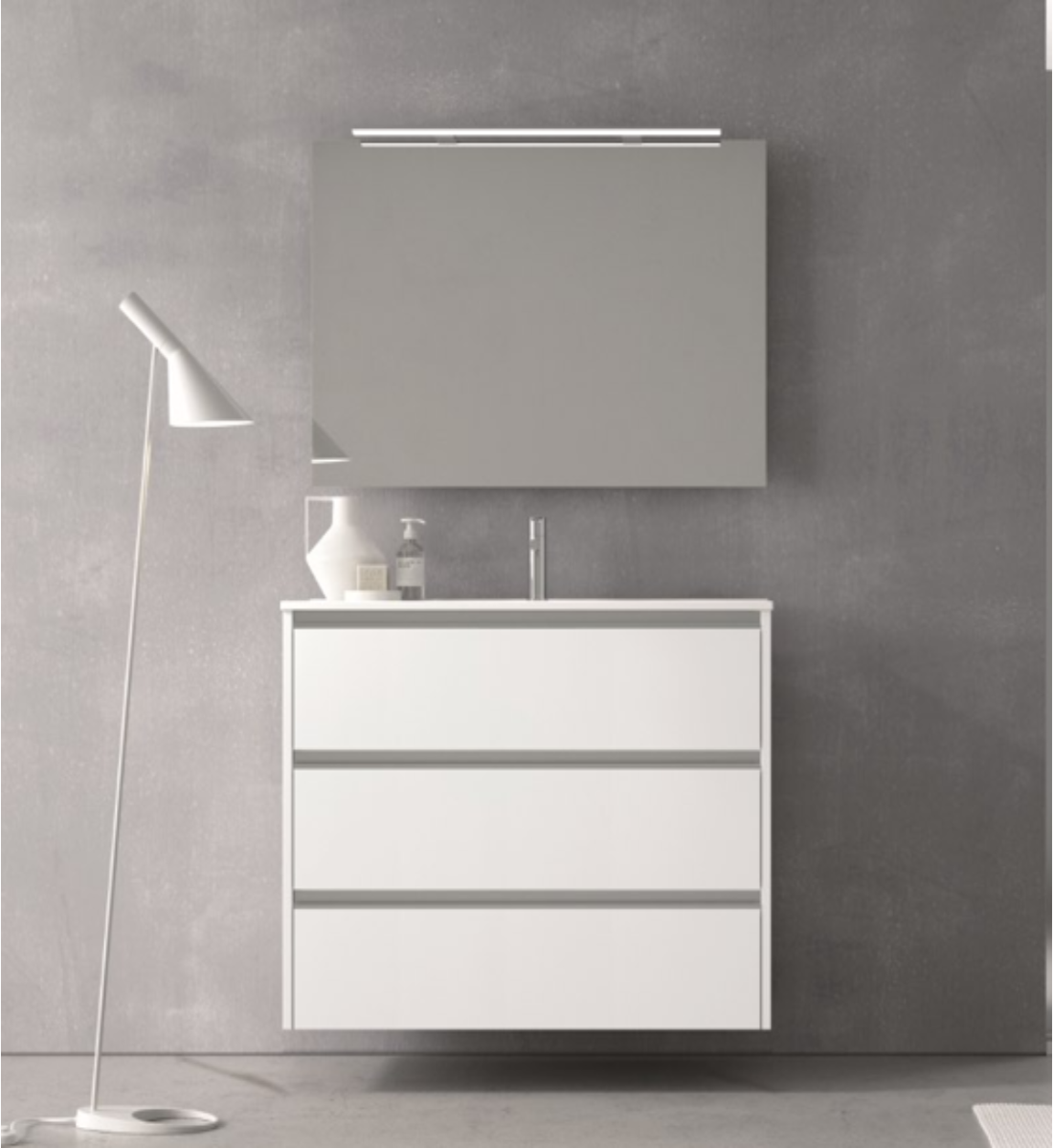 Mueble baño Carmen blanco 3 lavabo integrado 3 cajones Avila Dos Errefe Home