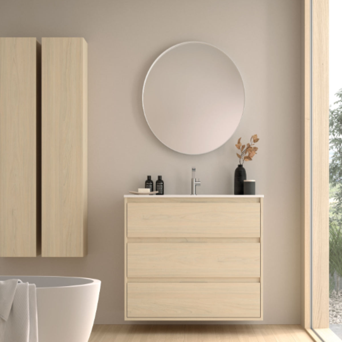 Mueble baño Carmen madera 5 lavabo integrado 3 cajones Avila Dos Errefe Home