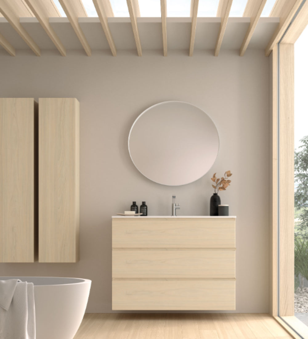 Mueble baño Carmen madera 35 lavabo integral 3 cajones Avila Dos Errefe Home
