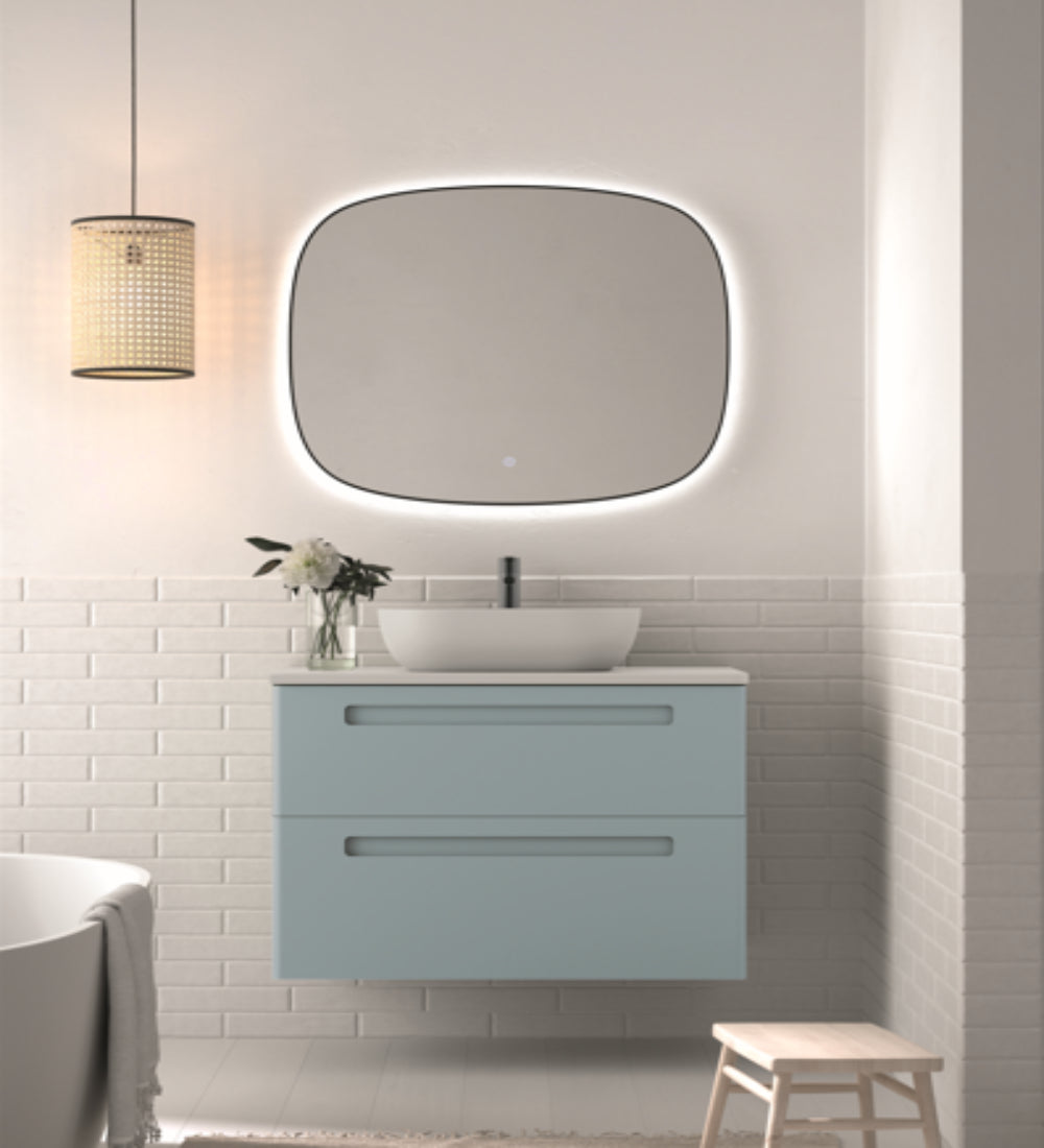 Mueble de baño Paris 2 cajones suspendidos con lavabo blanco sobre encimera Avila Dos Errefe Home