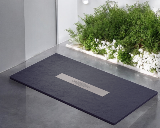 Plato de ducha Gel Coat Pizarra Becrisa, color Design Antracita, resistente, higiénico y moderno, Errefe Home