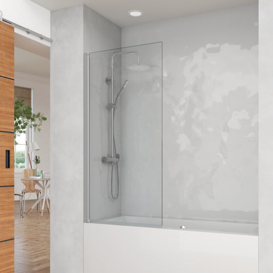 Mampara de bañera DENIA Becrisa panel transparente abatible, perfil cromo, diseño practico, Errefe Home