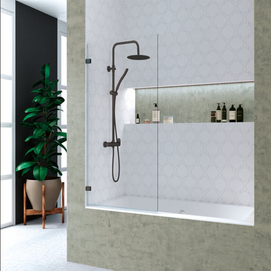 Mampara de bañera Zahara Becrisa, panel con bisagra negra abatible, diseño premium y singular, Errefe Home