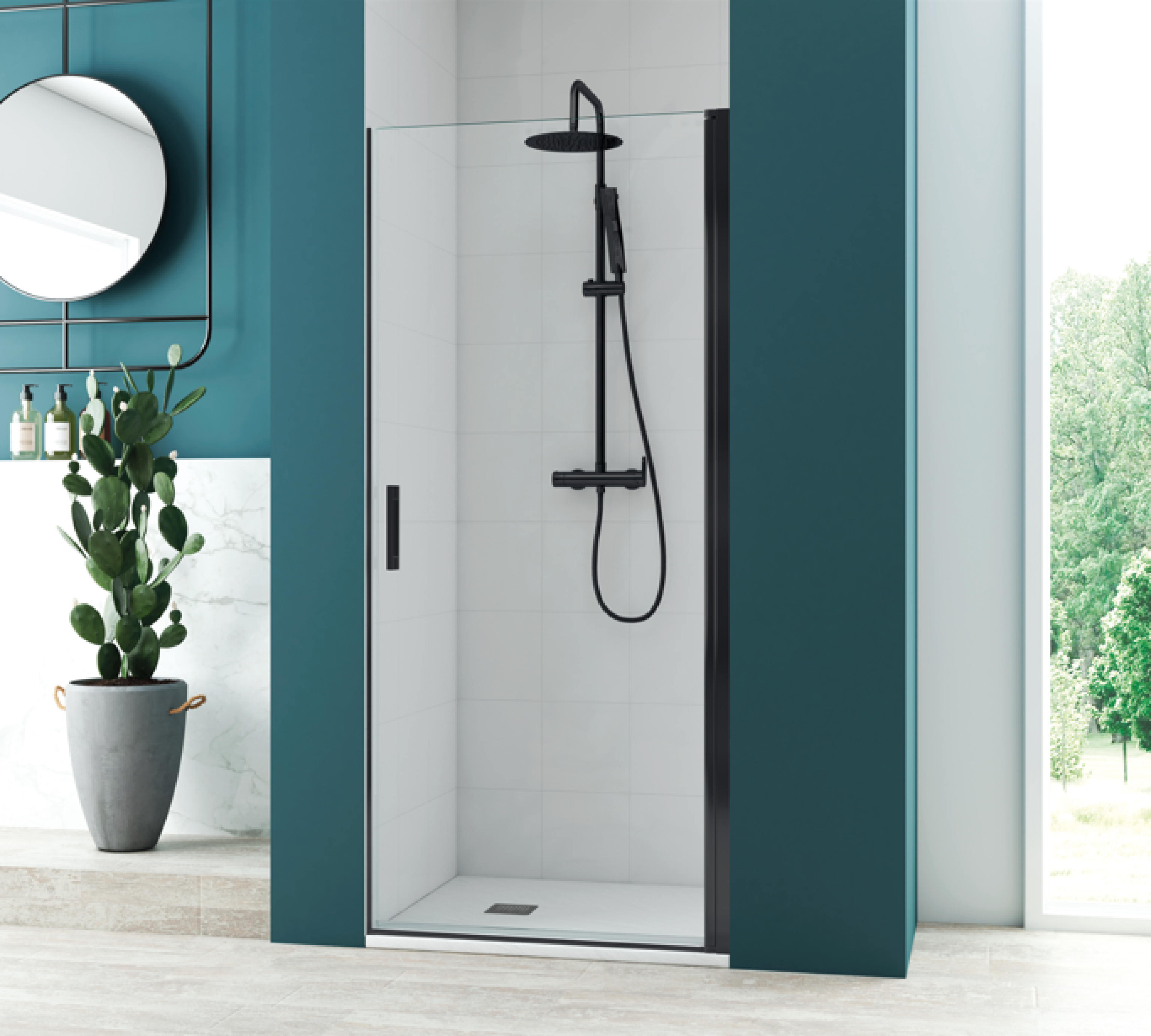 Cargar video: Mampara de baño 1 puerta corredera + 1 fijo modelo Ronda