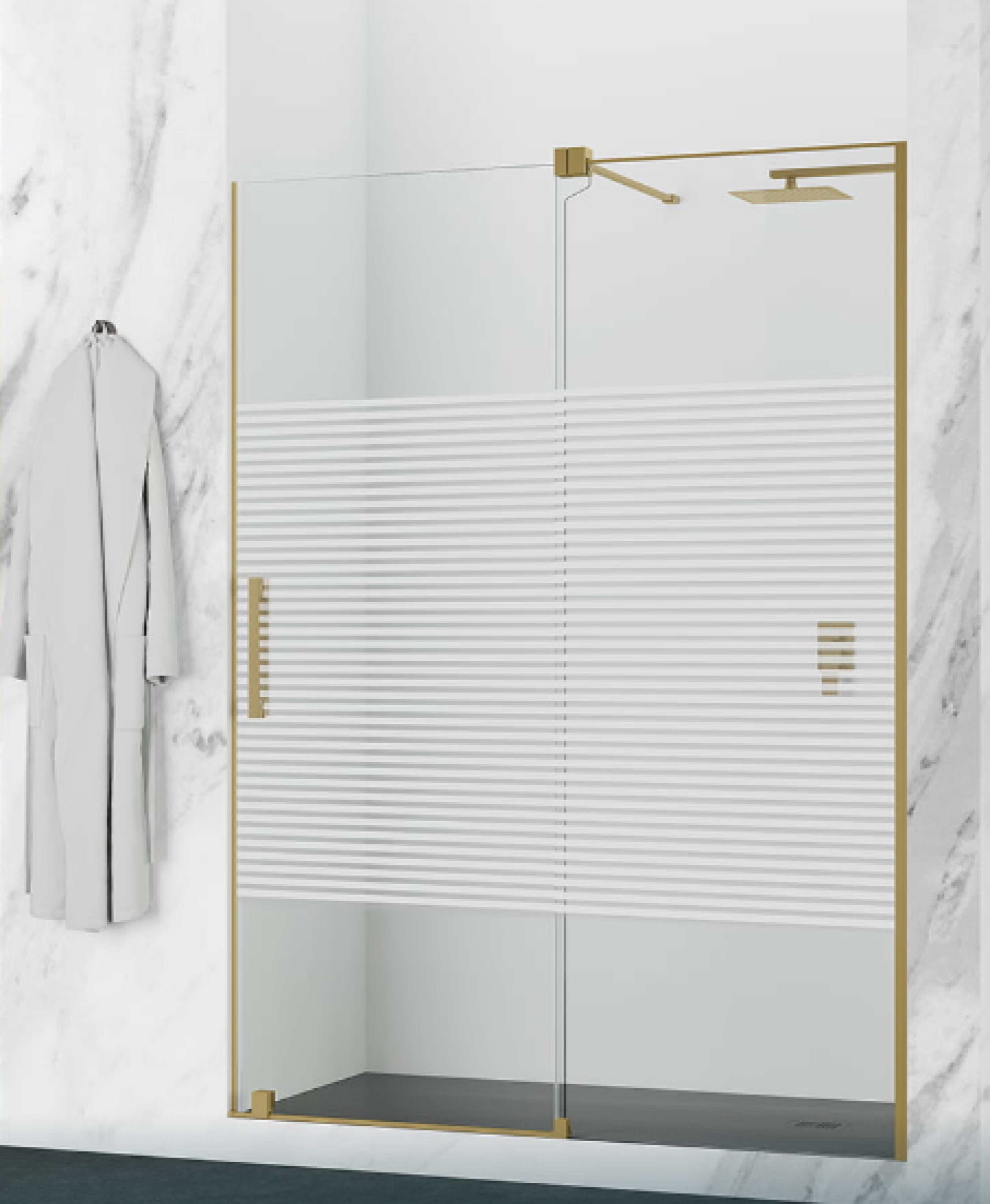 Vidrio decorativo para mampara de baño Becrisa, modelo 02, acabado premium y refinado, Errefe Home