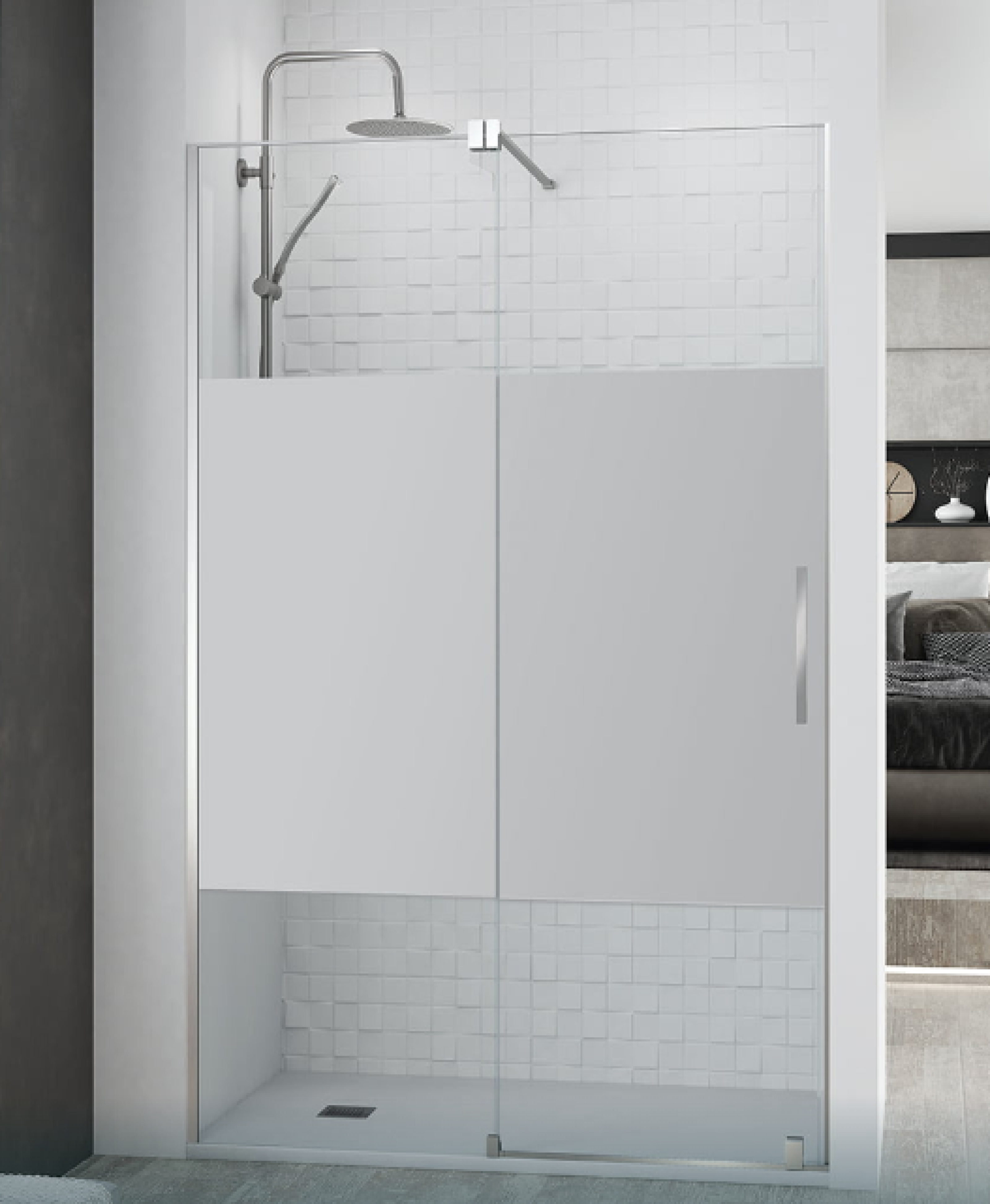 Vidrio decorativo para mampara de baño Becrisa, modelo 03, estilo elegante y exclusivo, Errefe Home