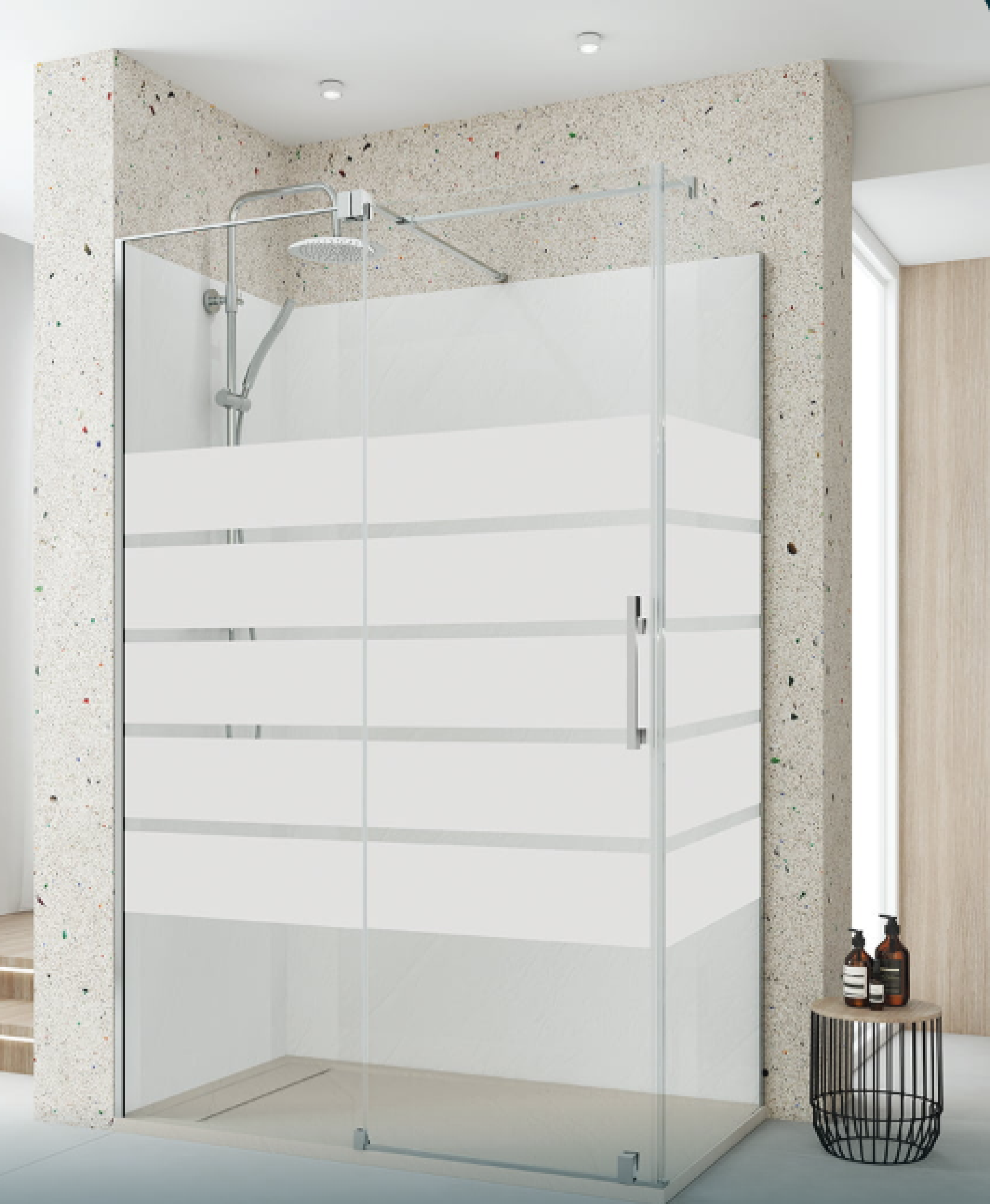 Vidrio decorativo para mampara de baño Becrisa, modelo 04, diseño sofisticado y moderno, Errefe Home