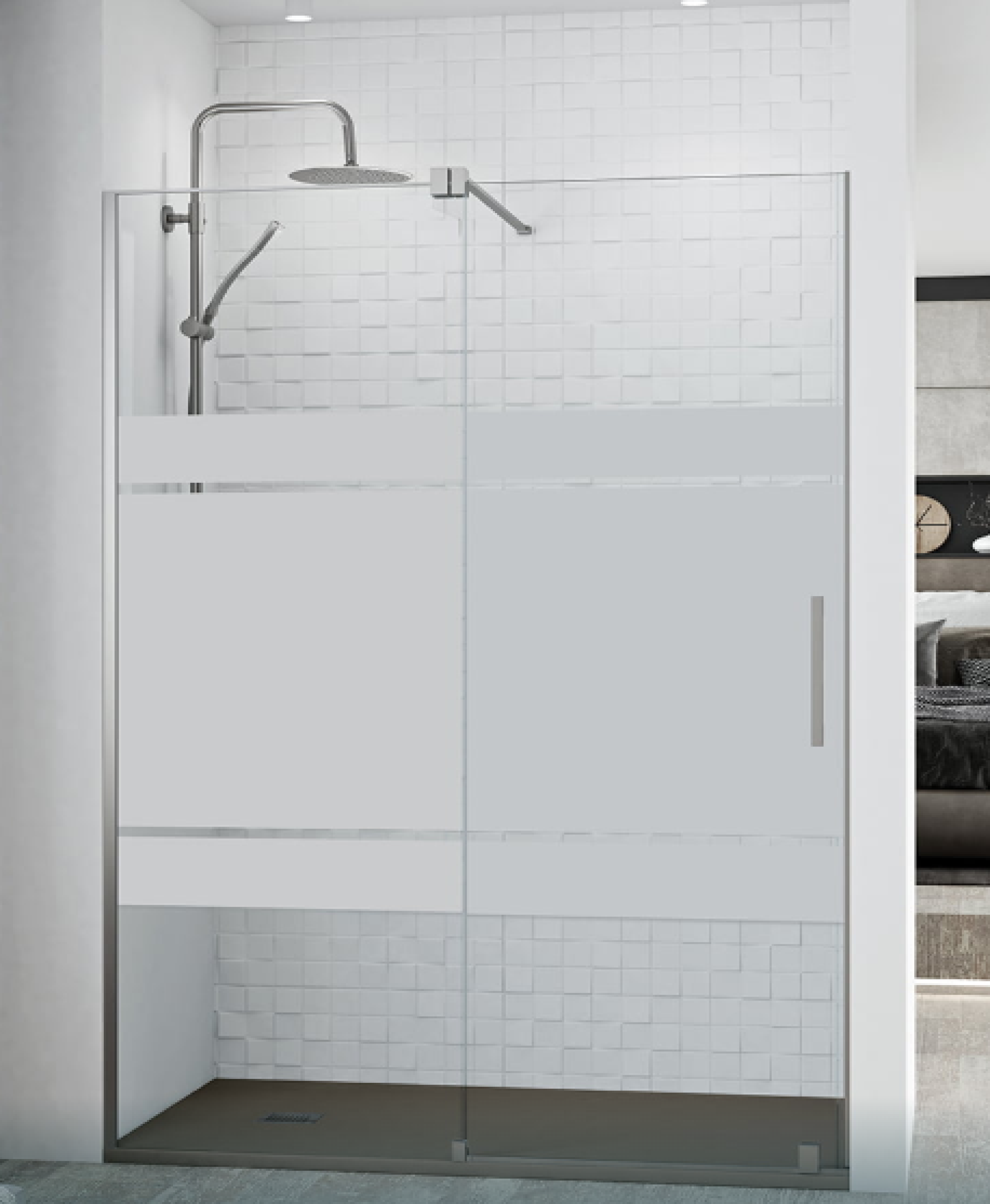 Vidrio decorativo para mampara de baño Becrisa, modelo 05, acabado exclusivo y premium, Errefe Home