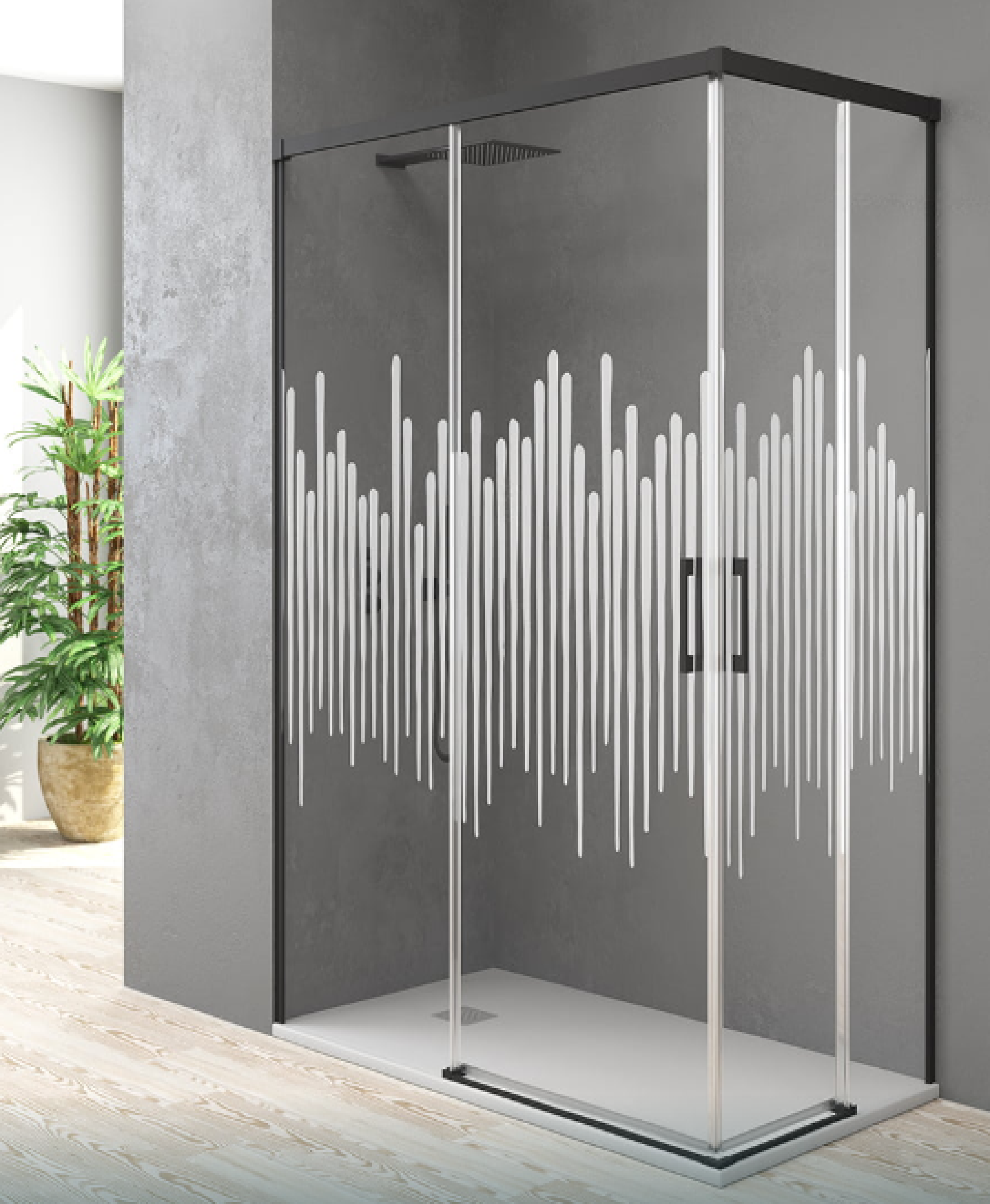 Vidrio decorativo para mampara de baño Becrisa, modelo 07, estilo exclusivo y premium, Errefe Home