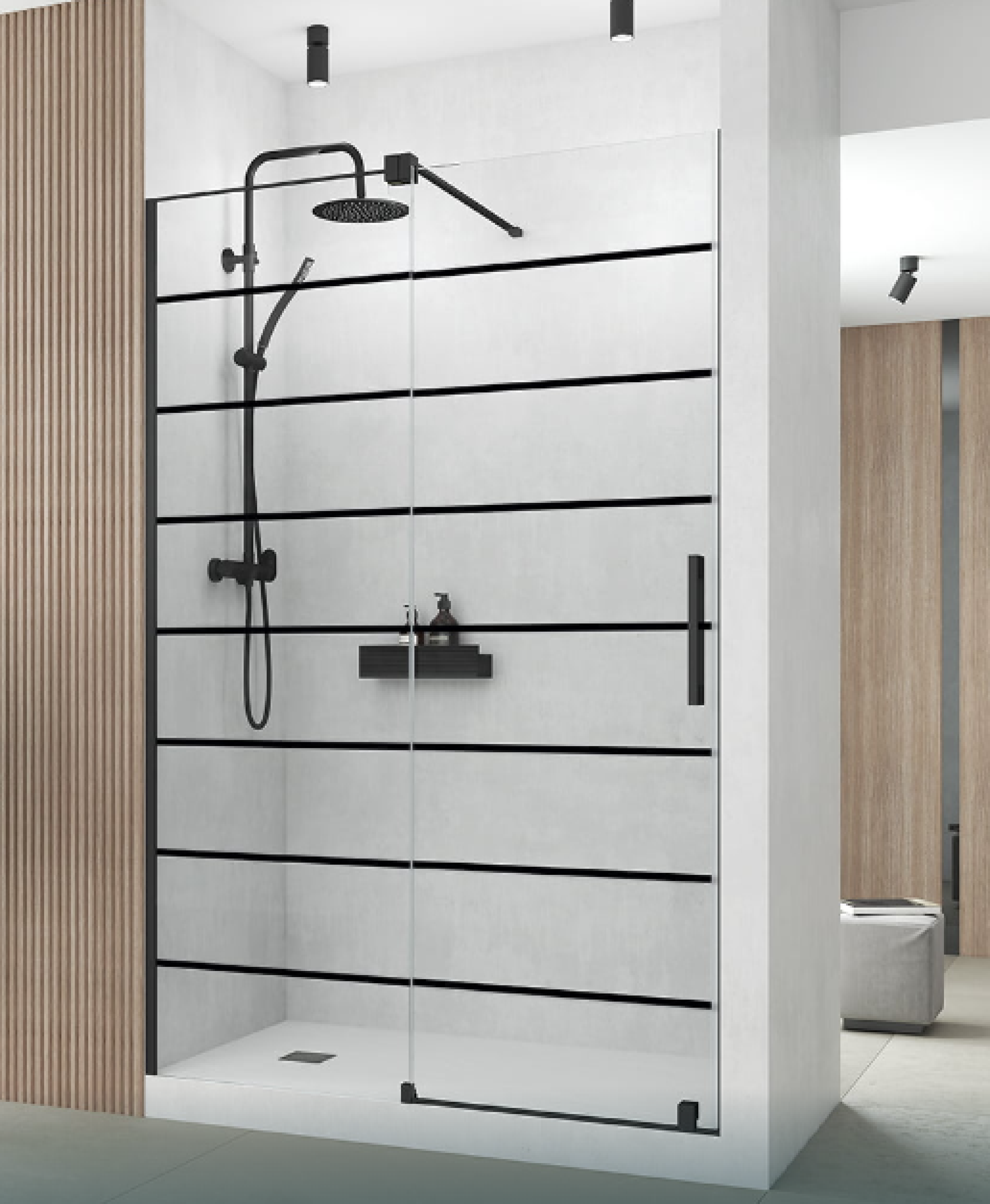 Vidrio decorativo para mampara de baño Becrisa, modelo 08, diseño moderno y elegante, Errefe Home