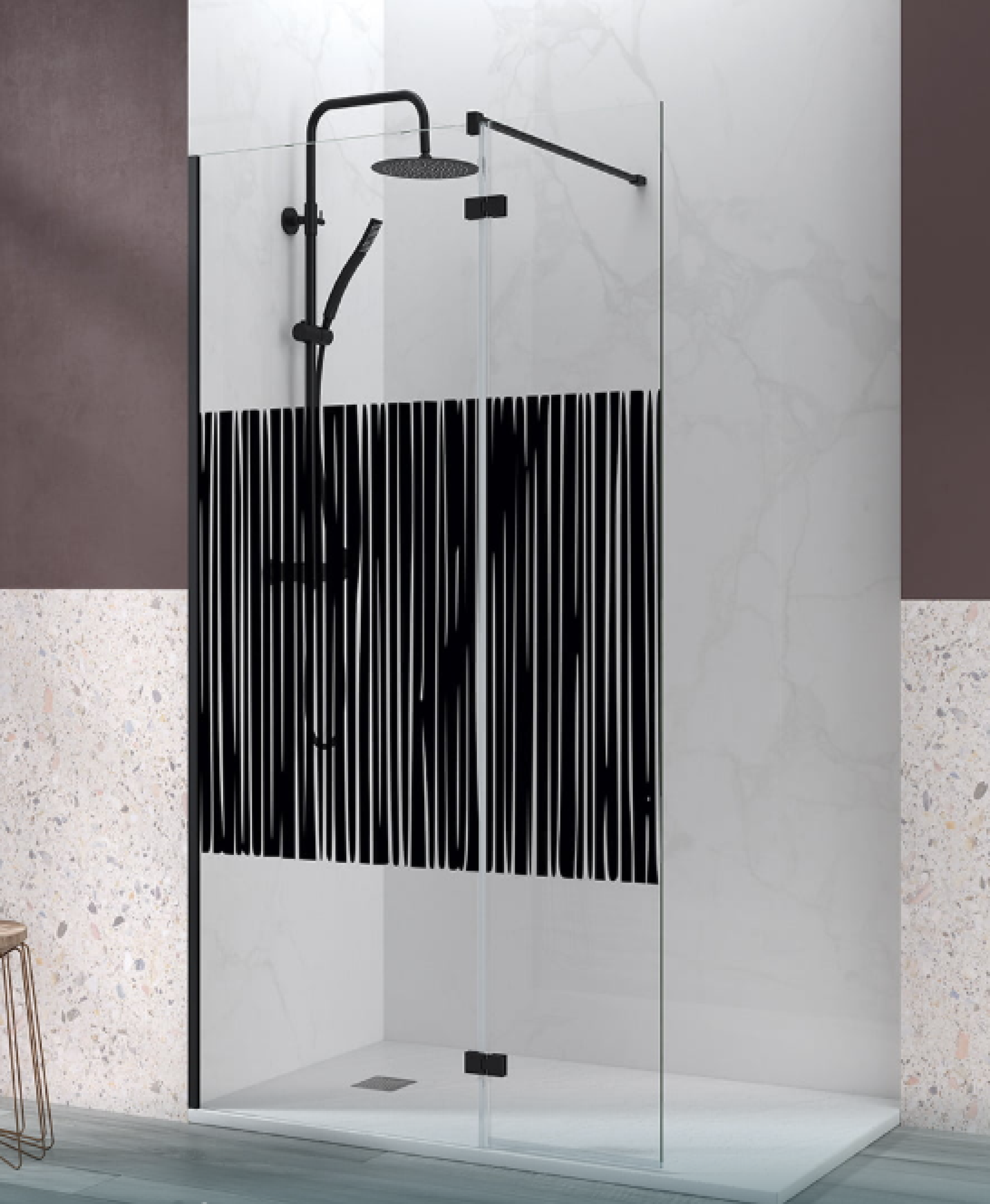 Vidrio decorativo para mampara de baño Becrisa, modelo 11, acabado premium y moderno, Errefe Home