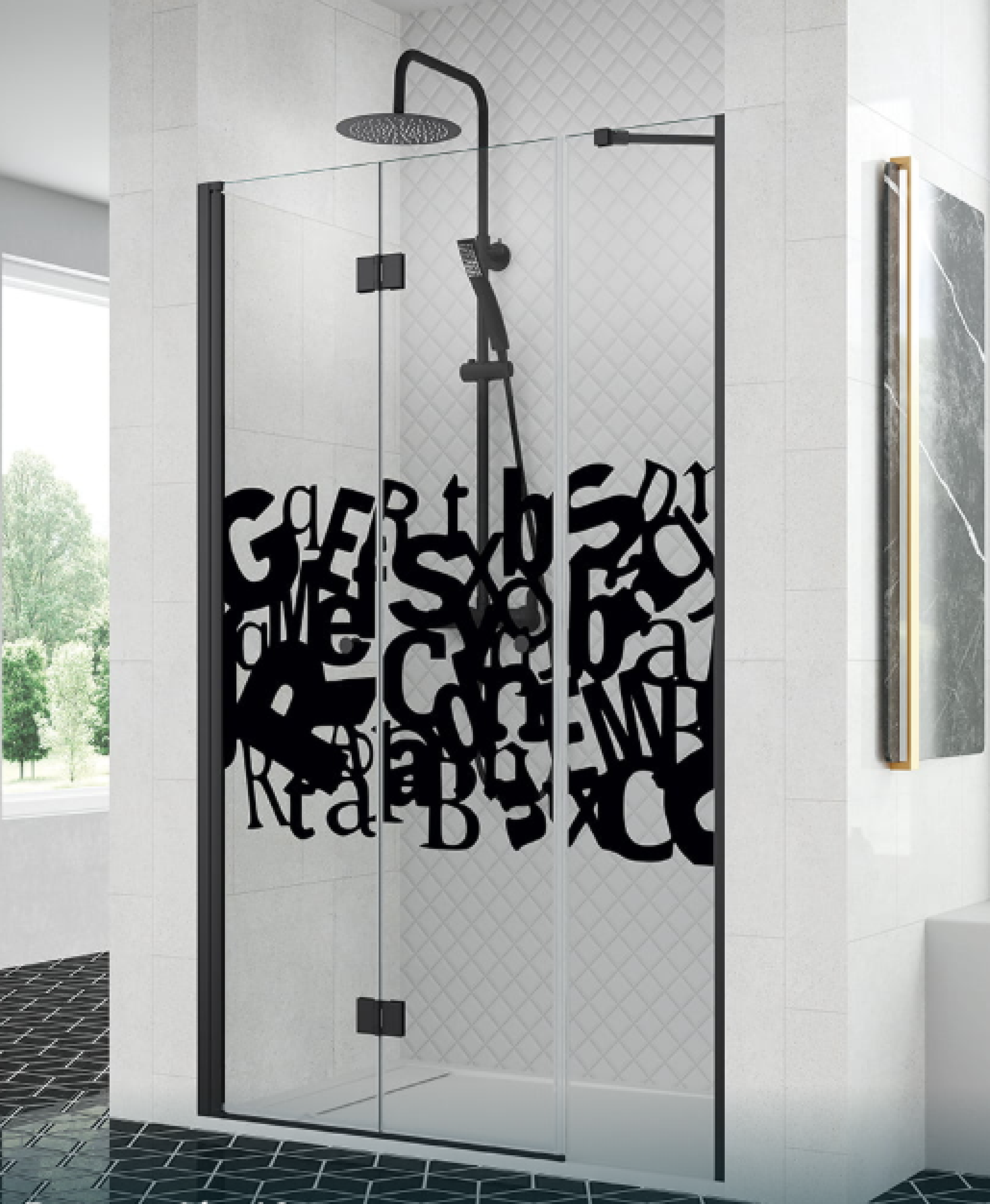 Vidrio decorativo para mampara de baño Becrisa, modelo 12, diseño elegante y exclusivo, Errefe Home