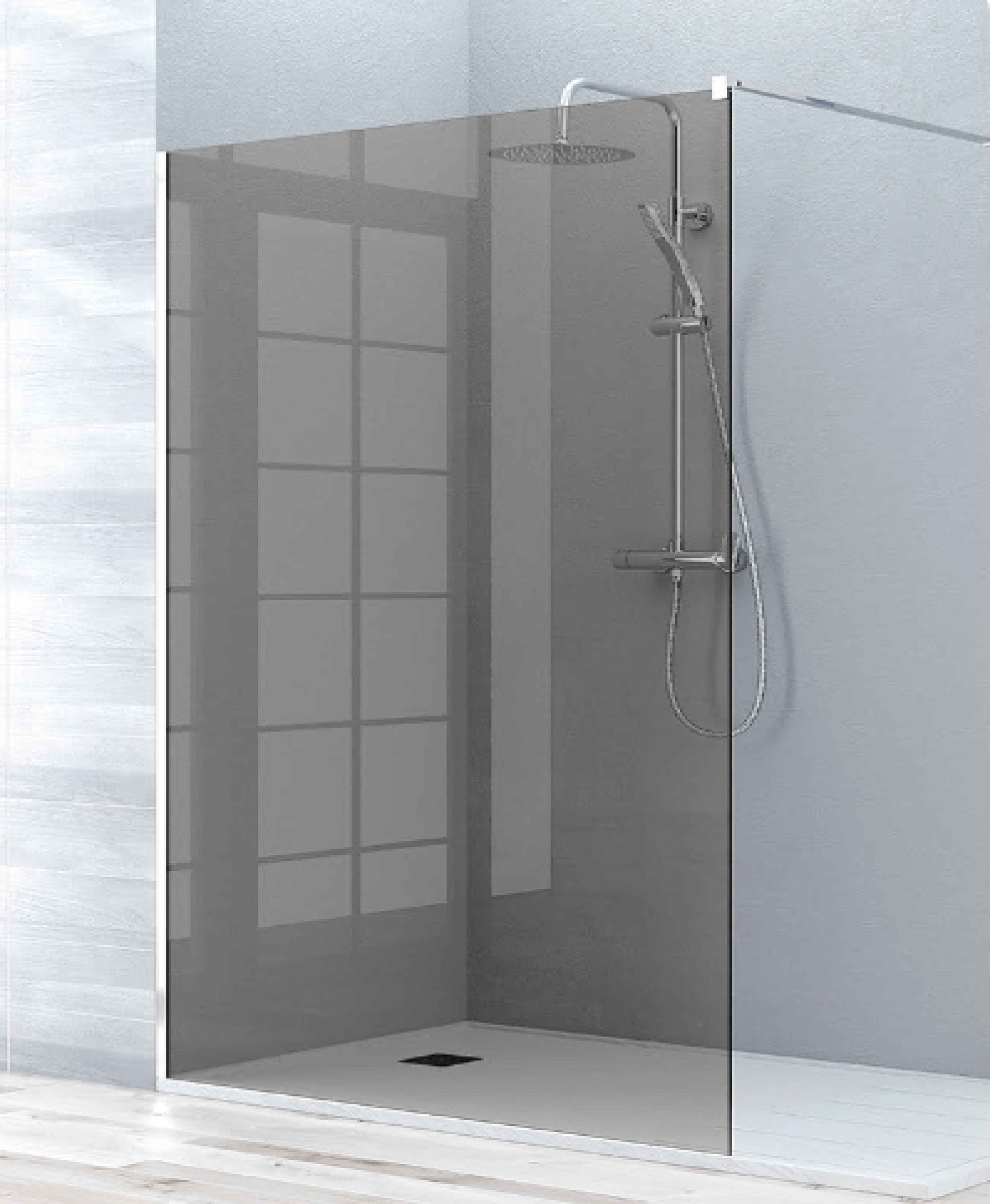 Vidrio especial Parsol gris fumé para mamparas de baño Kassandra, diseño sofisticado y exclusivo, Errefe Home