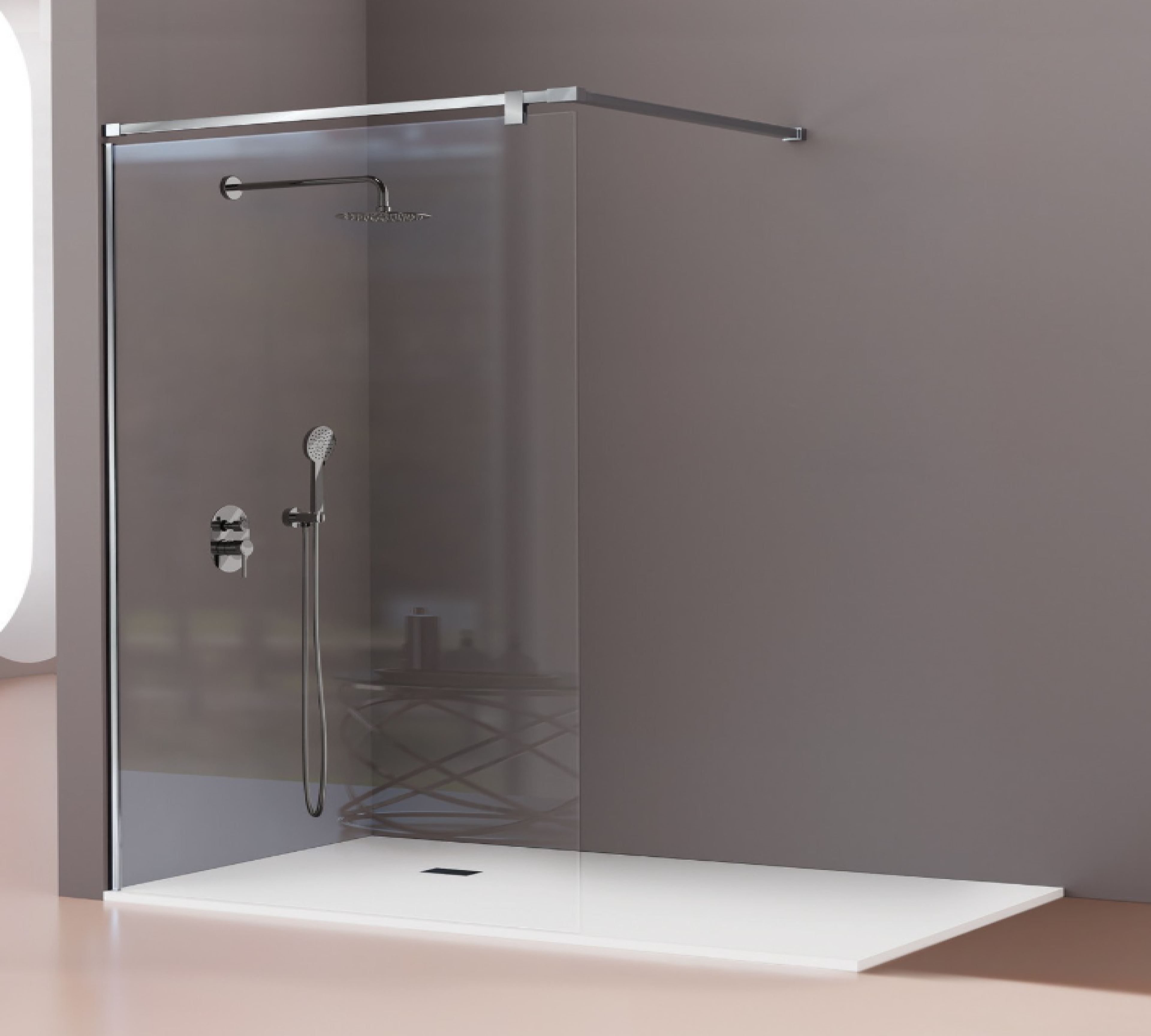 Cargar video: Mampara de baño vidrio fijo modelo Fresh Salomon barra de 90º