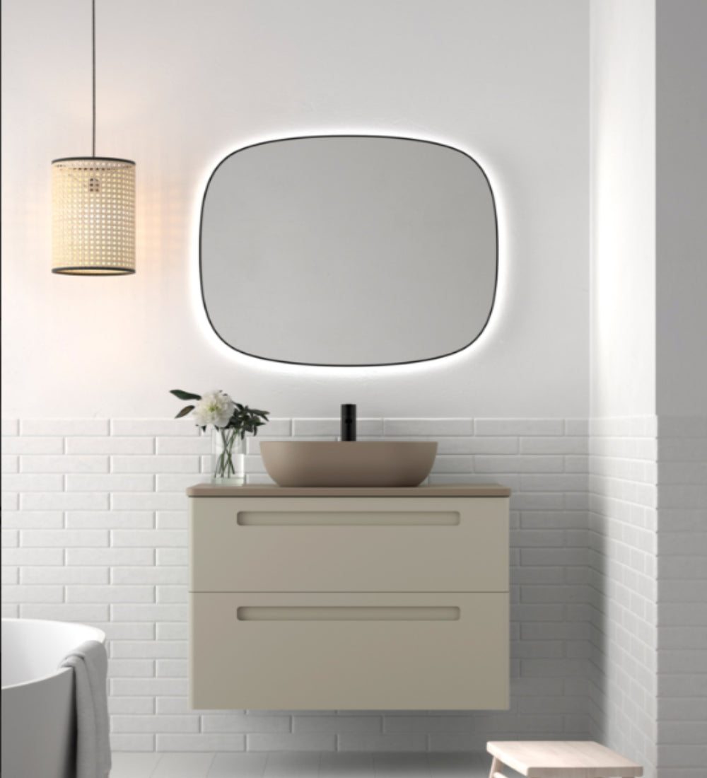 Mueble de baño Paris 2 cajones color beige con lavabo sobre encimera Kolores Avila Dos Errefe Home