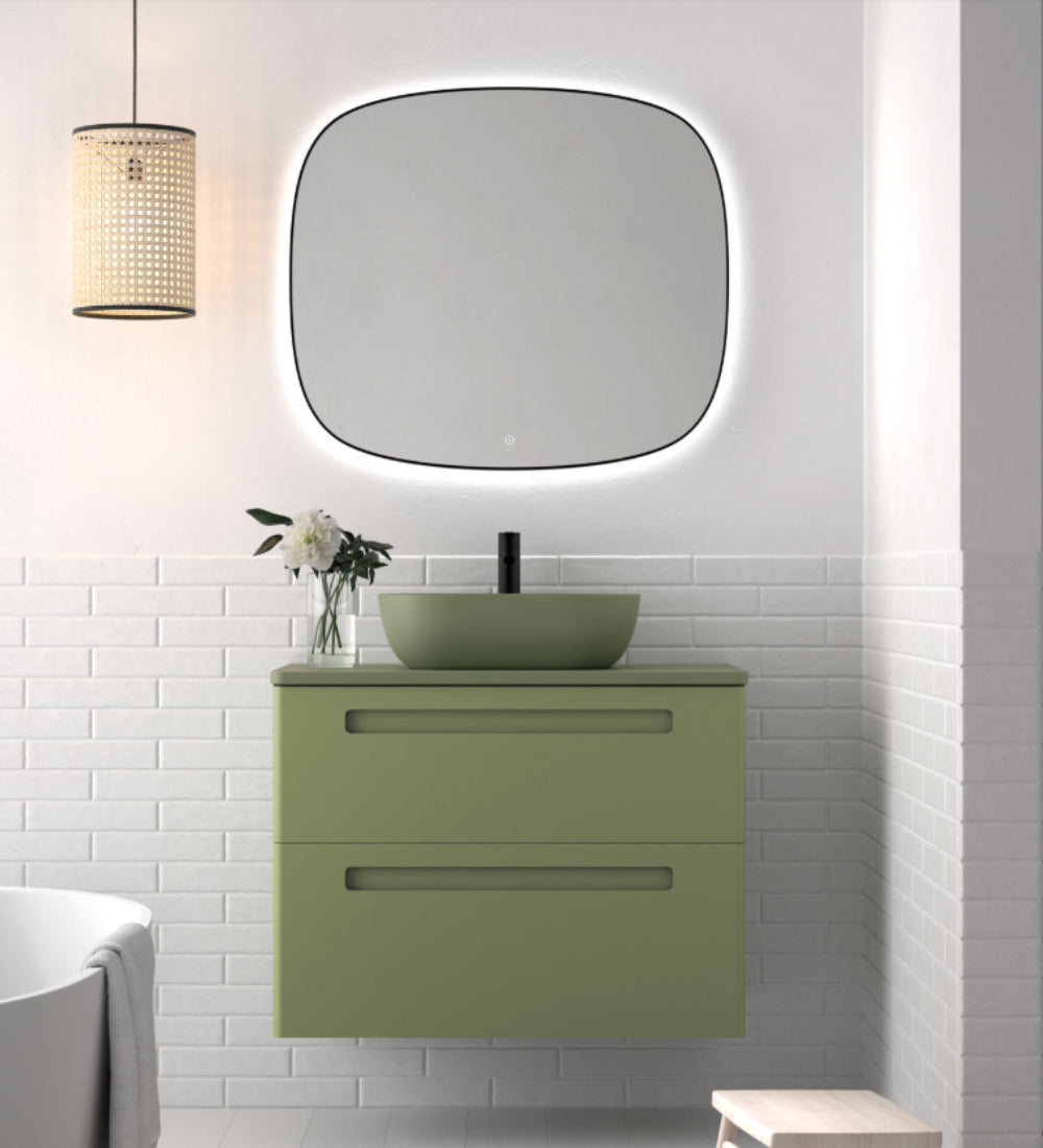 Mueble baño París lavabo sobre encimera Kolores 2 cajones color verde moderno Errefe Home