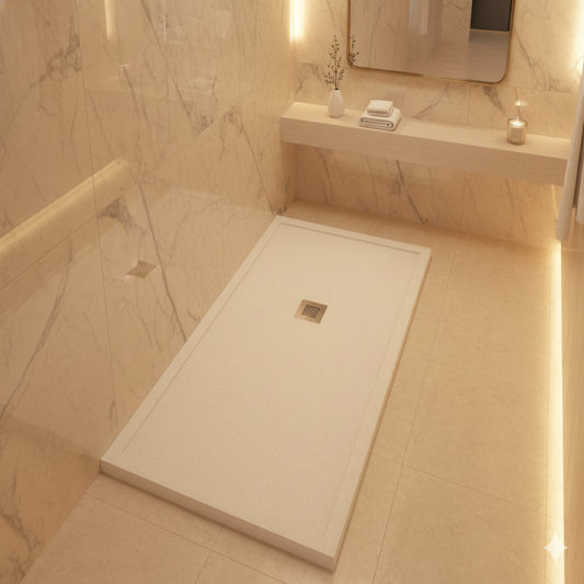 Plato de ducha Gel Coat Avila Becrisa, color blanco, duradero, fácil de limpiar y elegante, Errefe Home