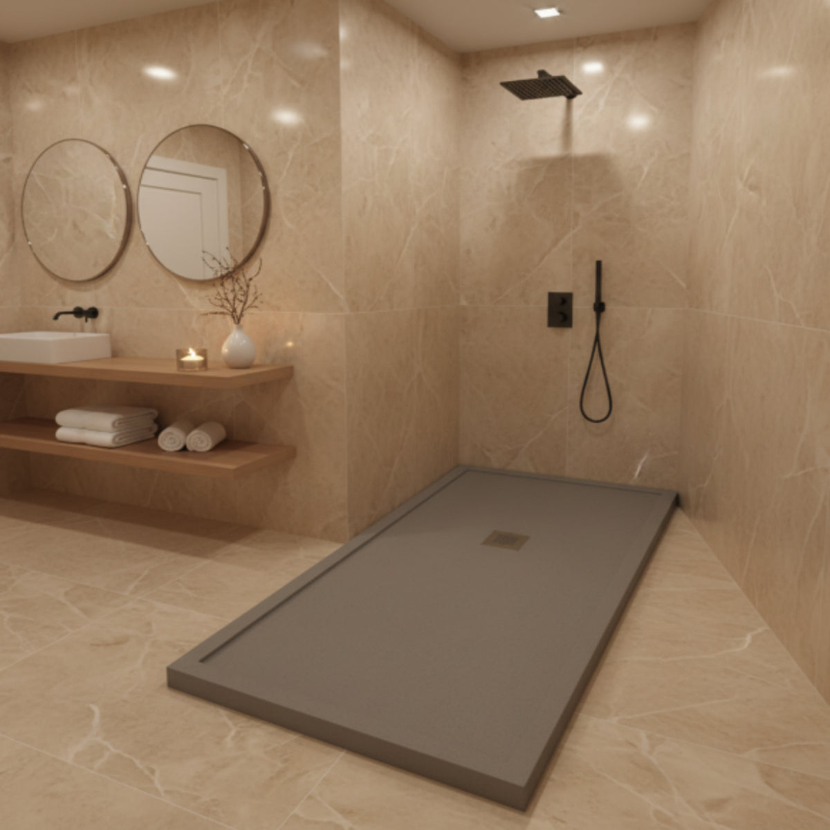 Plato de ducha Gel Coat Avila Becrisa, color mist, resistente, antibacteriano y sofisticado, Errefe Home