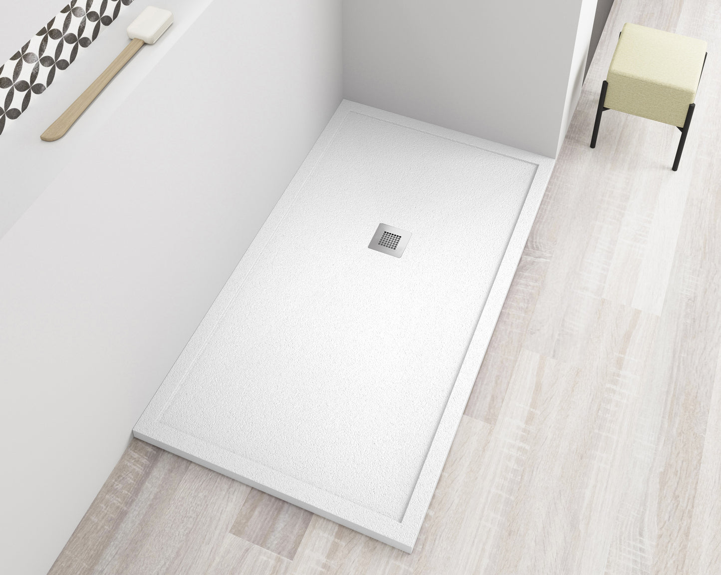 Plato de ducha Gel Coat Avila Becrisa, color blanco, duradero, fácil de limpiar y elegante, Errefe Home