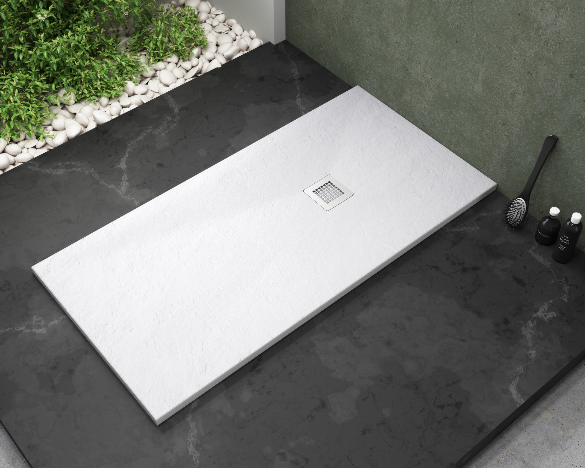 Plato de ducha Gel Coat Ibiza Plus Becrisa, acabado pizarra suave, color Blanco, antideslizante, higiénico y duradero, Errefe Home