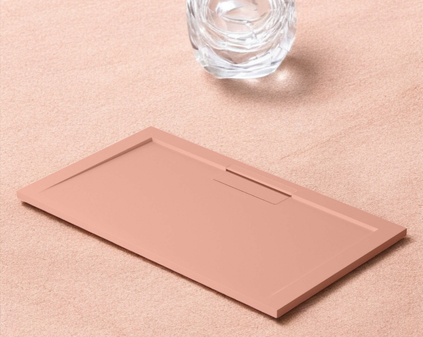 Plato de ducha Stone Quartz Valenti­a Becrisa, color Flower, resistente, elegante y fácil de limpiar, Errefe Home