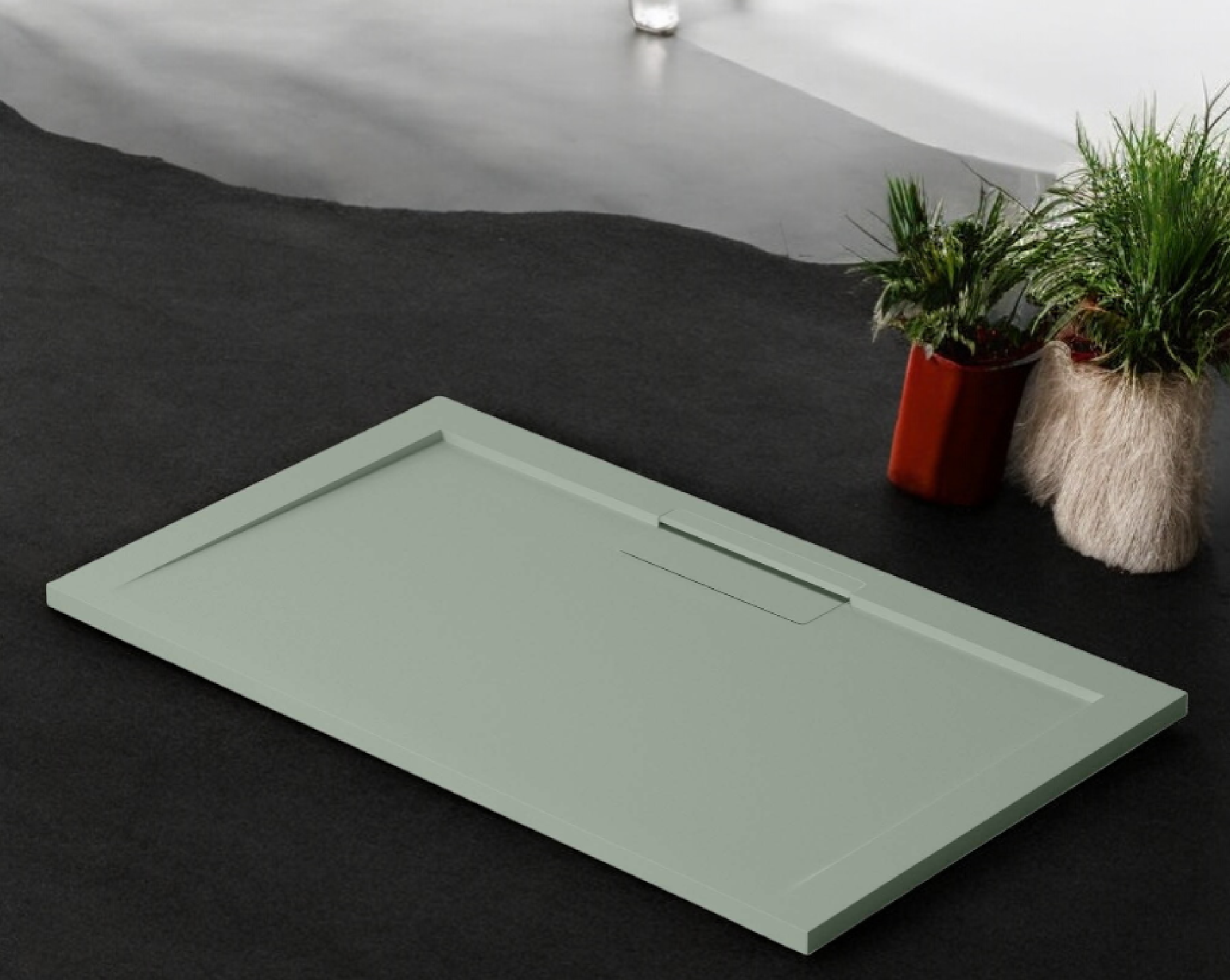 Plato de ducha Stone Quartz Valenti­a Becrisa, color Leaf, premium, duradero y sofisticado, Errefe Home