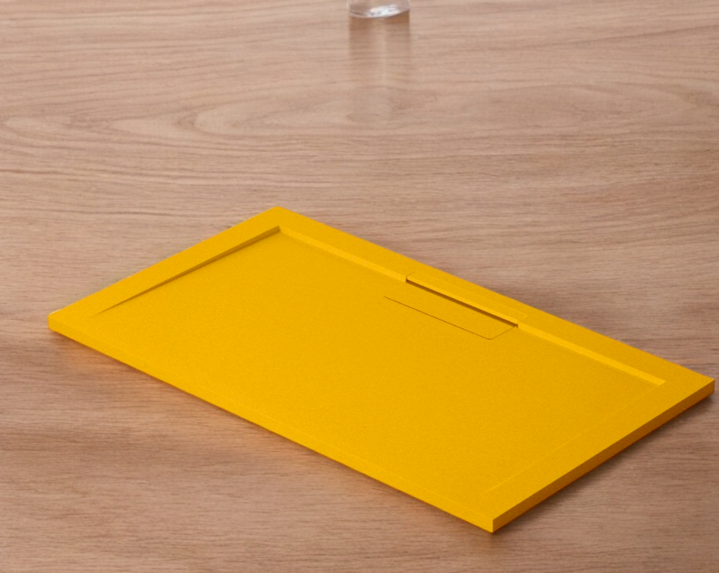 Plato de ducha Stone Quartz Valenti­a Becrisa, color Mustard Metal, sofisticado, ligero y duradero, Errefe Home