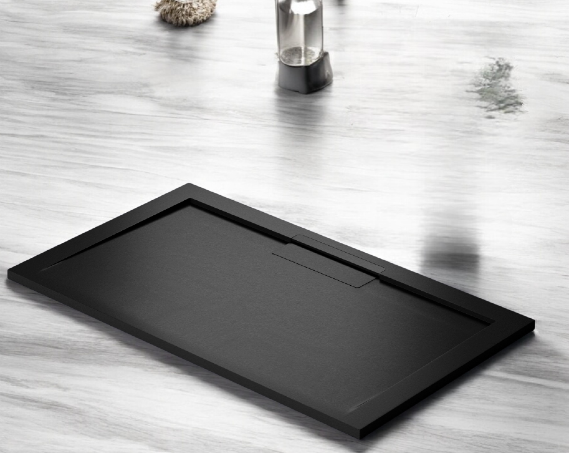 Plato de ducha Stone Quartz Valenti­a Becrisa, color Negro Azabache, premium, resistente y moderno, Errefe HomeAZABACHE