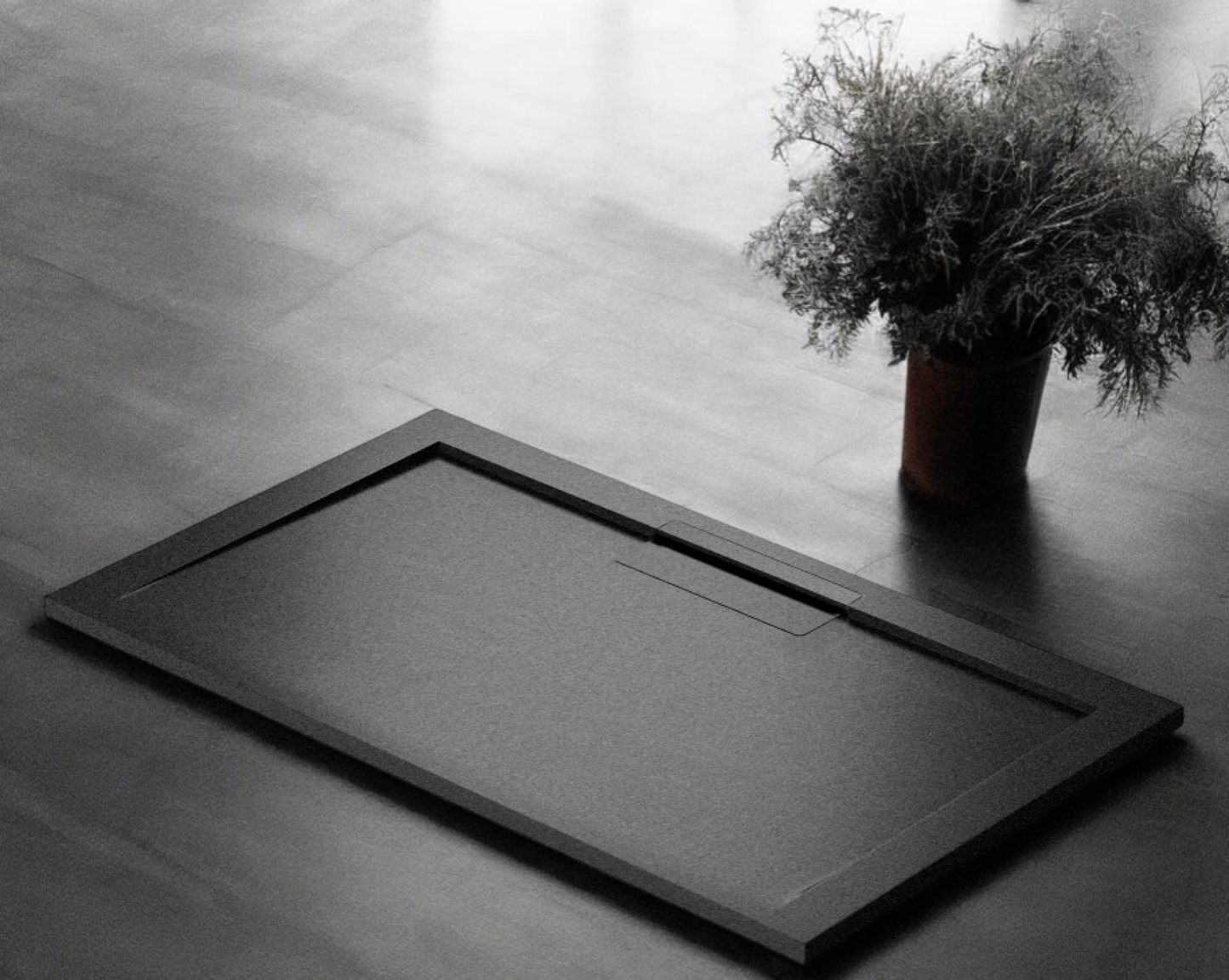 Plato de ducha Stone Quartz Valenti­a Becrisa, color Negro Metalizado, premium, duradero y sofisticado, Errefe Home