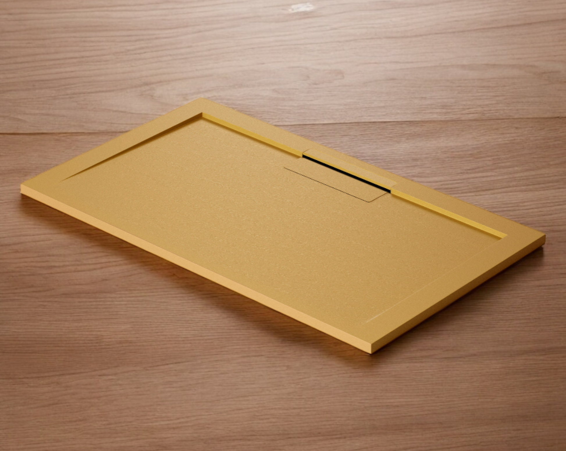 Plato de ducha Stone Quartz Valenti­a Becrisa, color Oro Metalizado, premium, sofisticado y ligero, Errefe Home