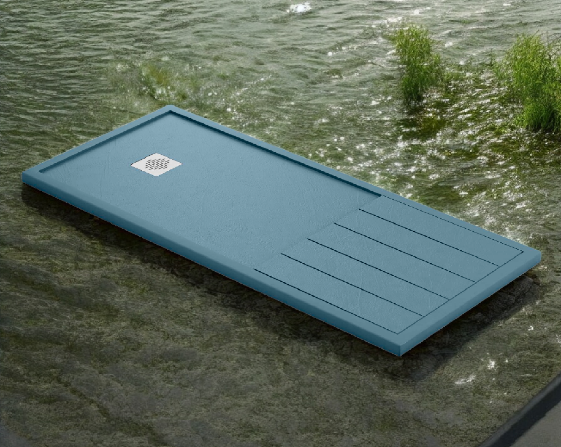 Plato de ducha Stone Quartz Tarragona Becrisa, color Island, resistente, antideslizante y funcional, Errefe Home