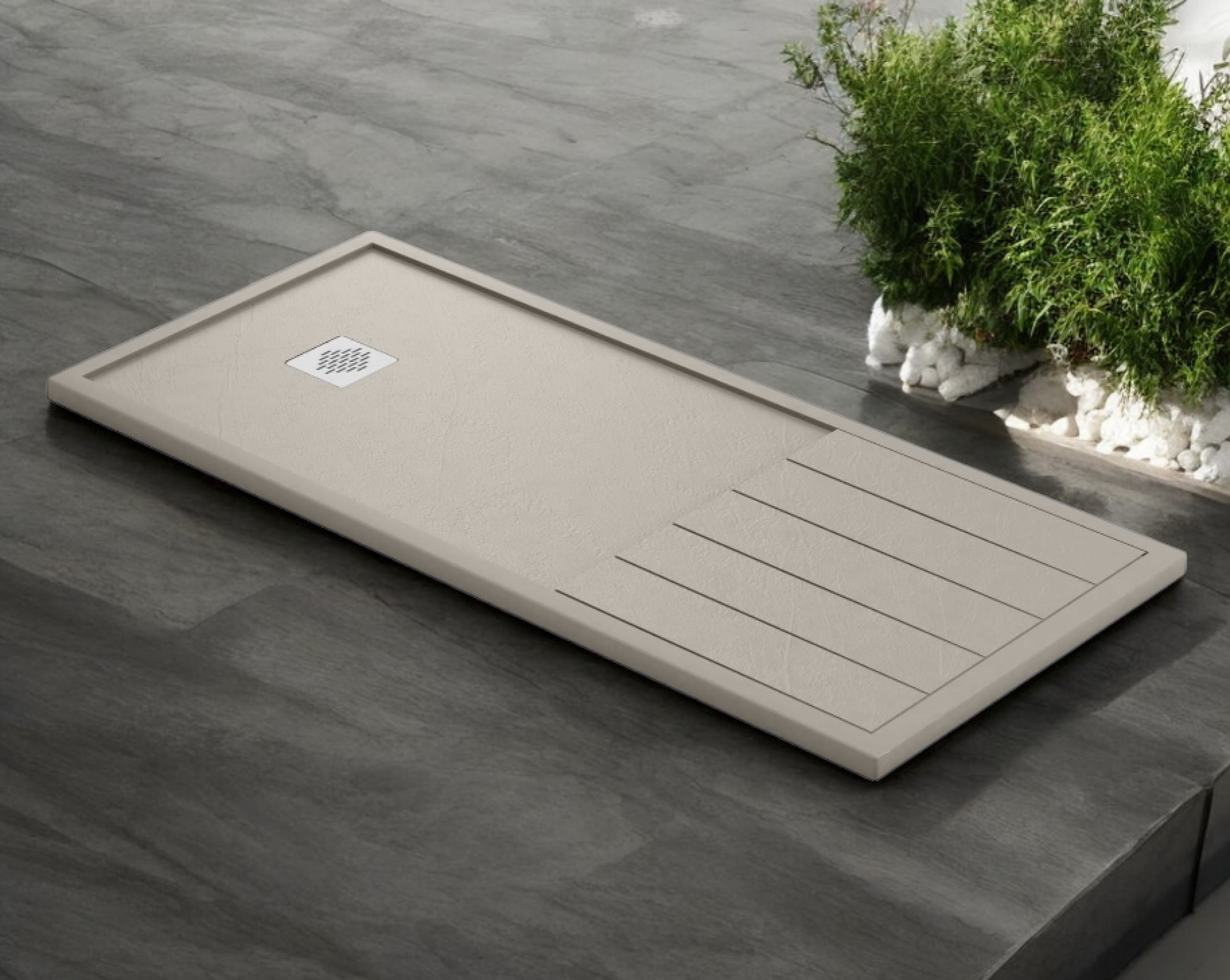 Plato de ducha Stone Quartz Tarragona Becrisa, color Moka, duradero, higiénico y moderno, Errefe Home