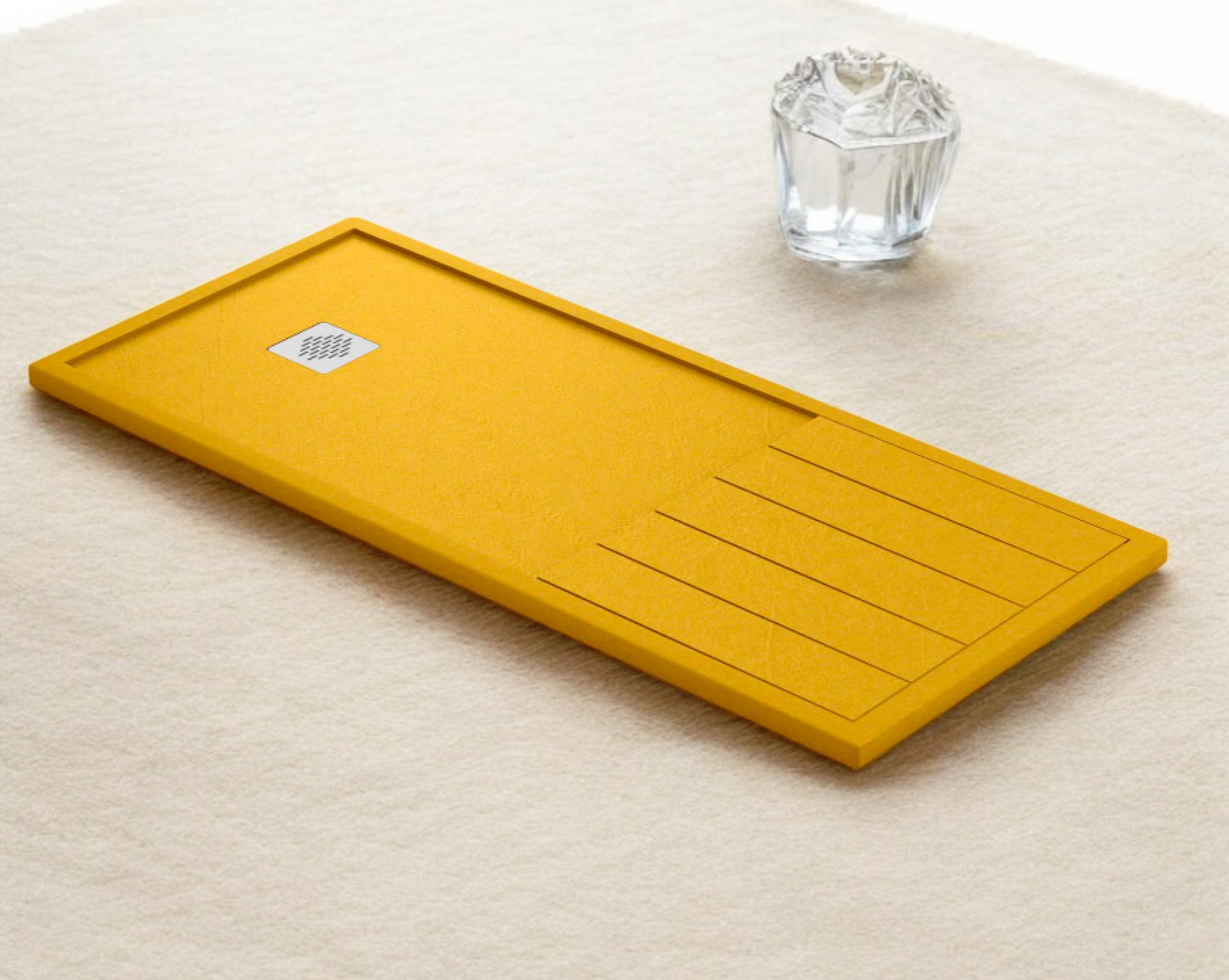 Plato de ducha Stone Quartz Tarragona Becrisa, color Mustard Metalizado, funcional, resistente y elegante, Errefe Home