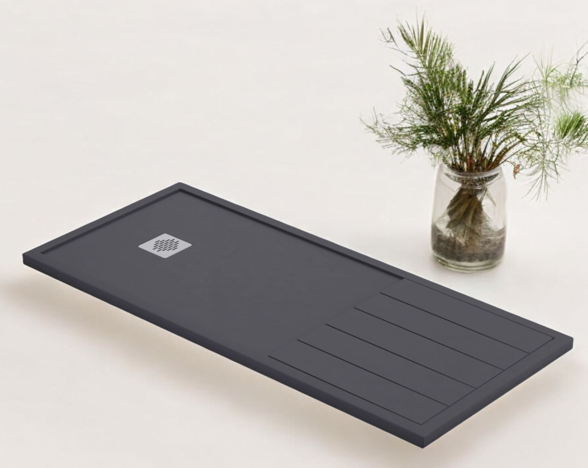 Plato de ducha Stone Quartz Tarragona Becrisa, color Antracita, resistente, seguro y práctico, Errefe Home