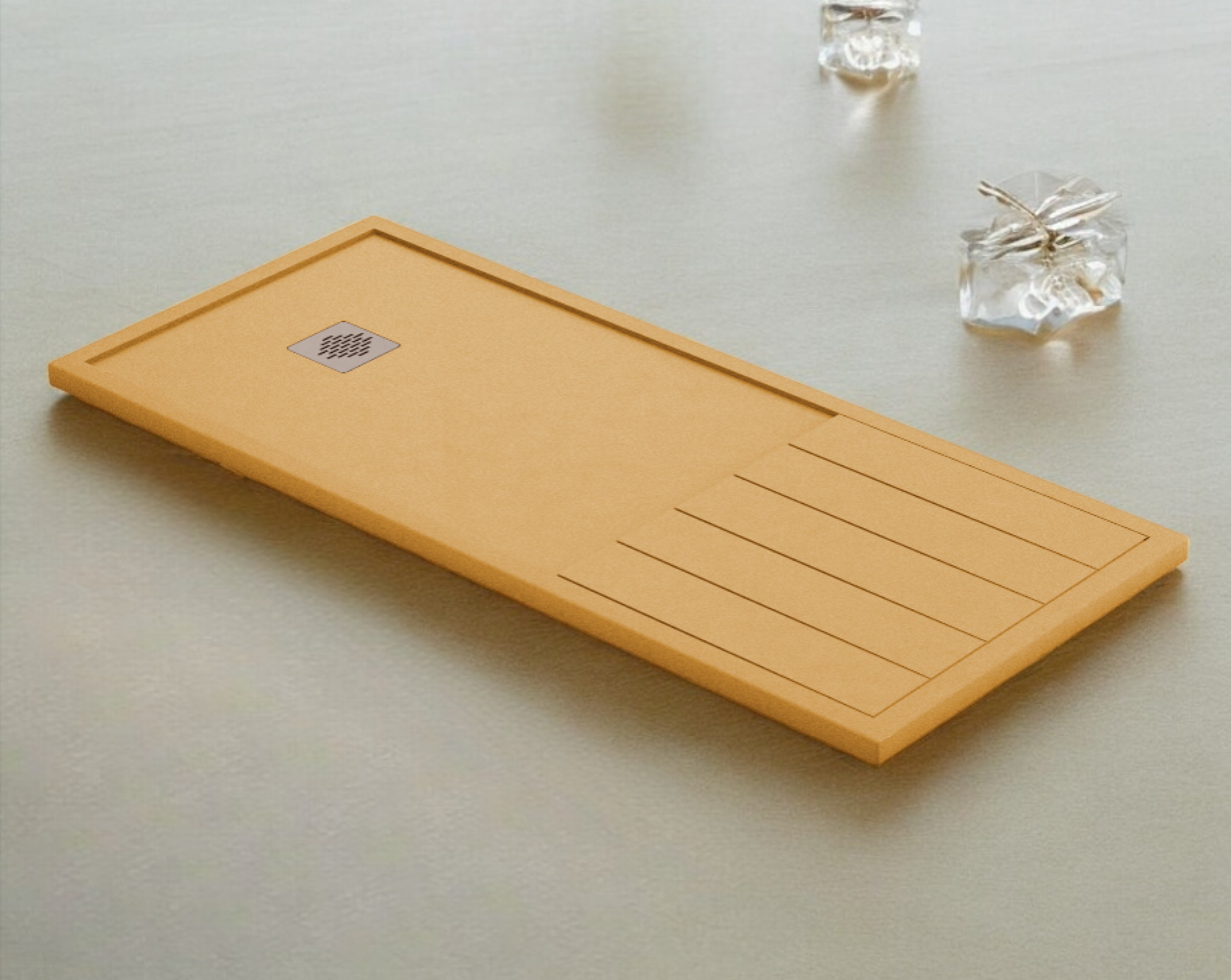 Plato de ducha Stone Quartz Tarragona Becrisa, color Oro Metalizado, elegante, robusto y práctico, Errefe Home