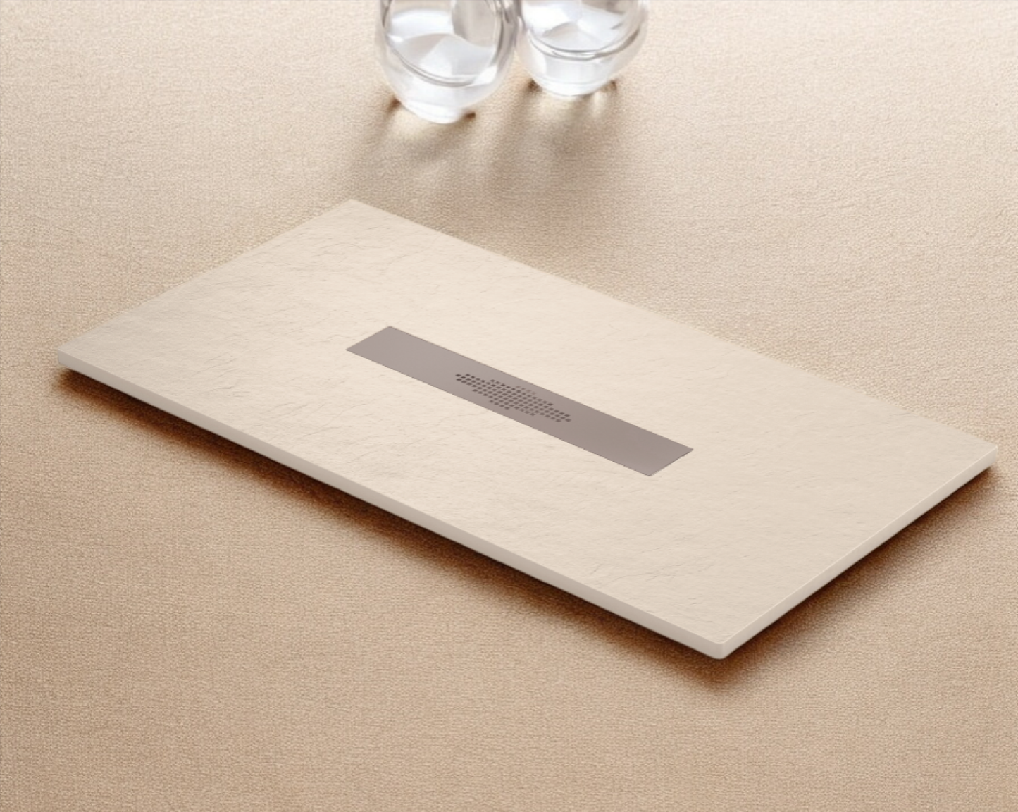 Plato de ducha Stone Quartz Pizarra Becrisa, color Beige, resistente, higiénico y moderno, Errefe Home