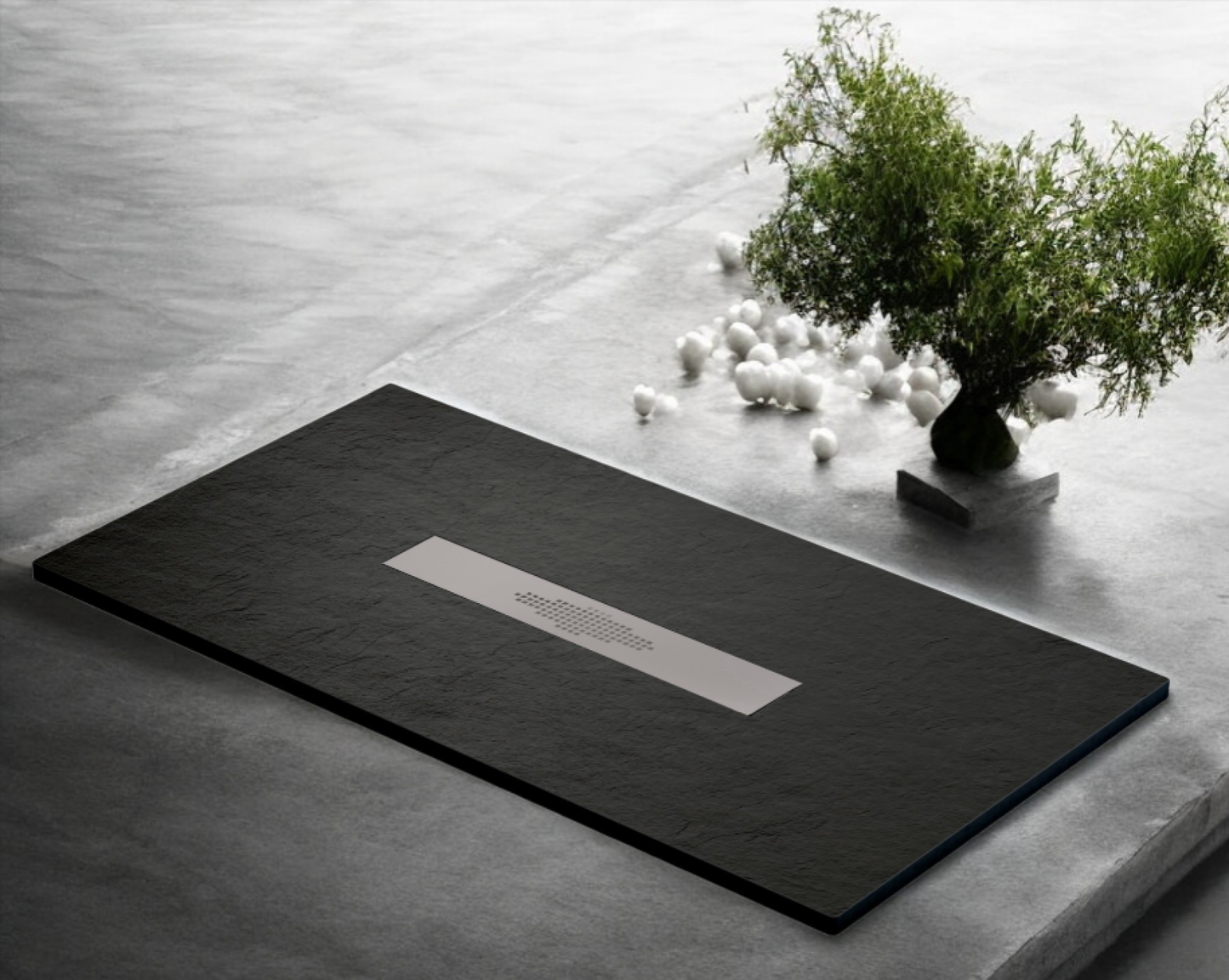 Plato de ducha Stone Quartz Pizarra Becrisa, color Azabache, resistente, práctico y fácil de limpiar, Errefe Home